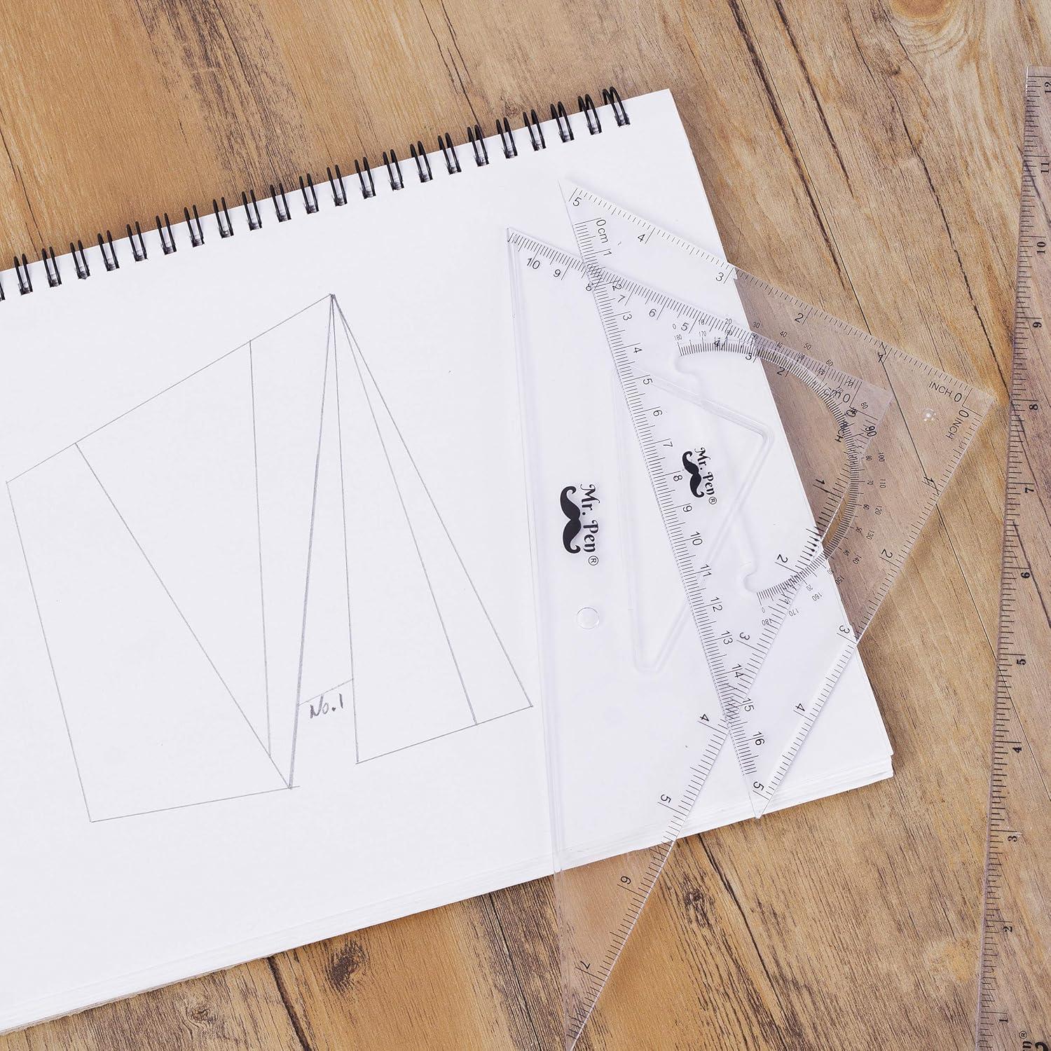 Juego de Geometría Mr. Pen - Regla 30.48 cm, Escuadras