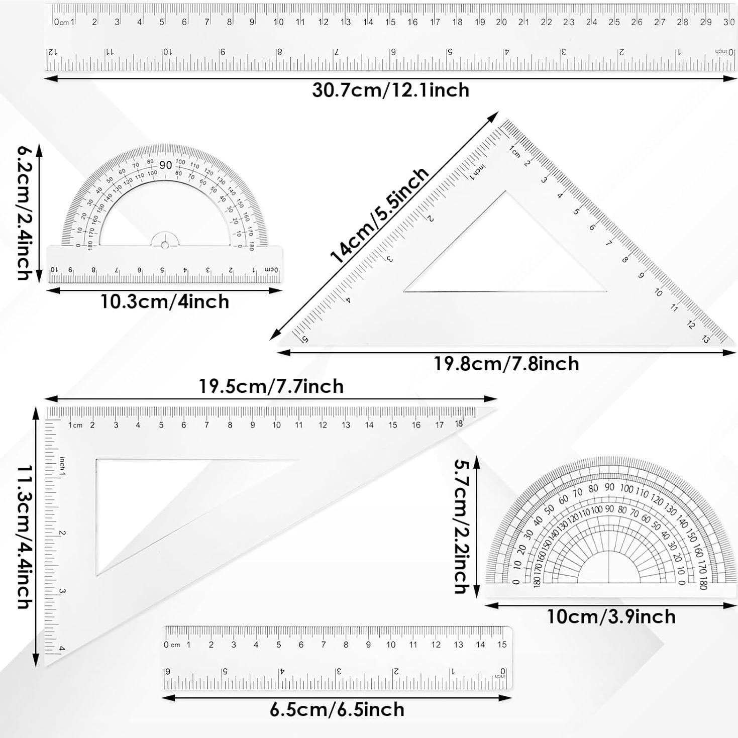 Conjunto de Reglas de Plástico Thinp 6 Piezas 30cm 15cm