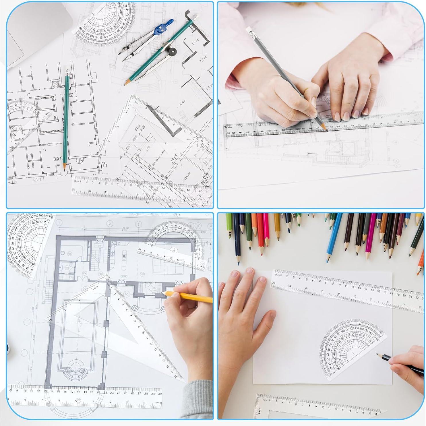 Conjunto de Reglas de Plástico Thinp 6 Piezas 30cm 15cm