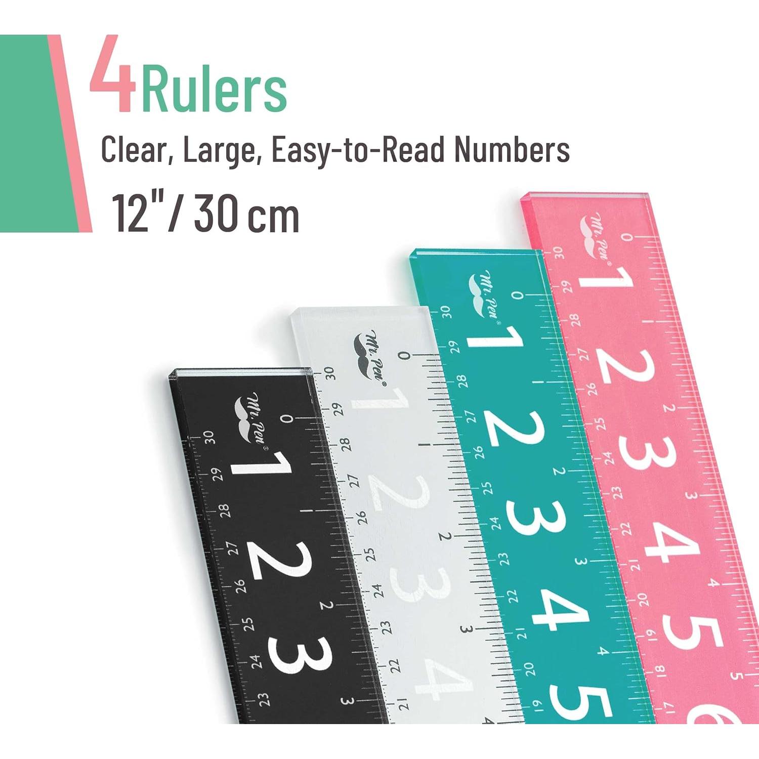 Juego de Reglas de Plástico Mr. Pen - 4 Unidades 30 cm