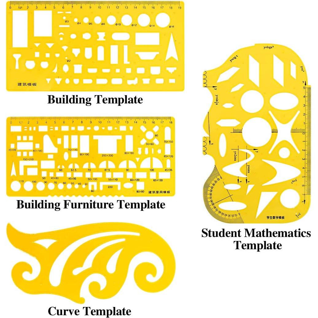 Kit de Plantillas Geométricas Swpeet 18 Piezas con Lápices