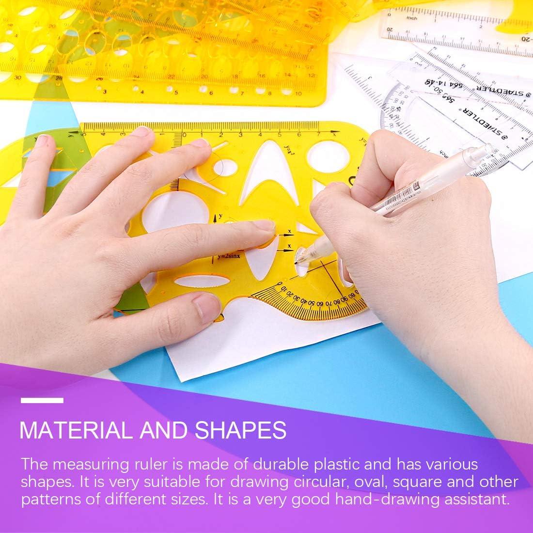 Kit de Plantillas Geométricas Swpeet 18 Piezas con Lápices