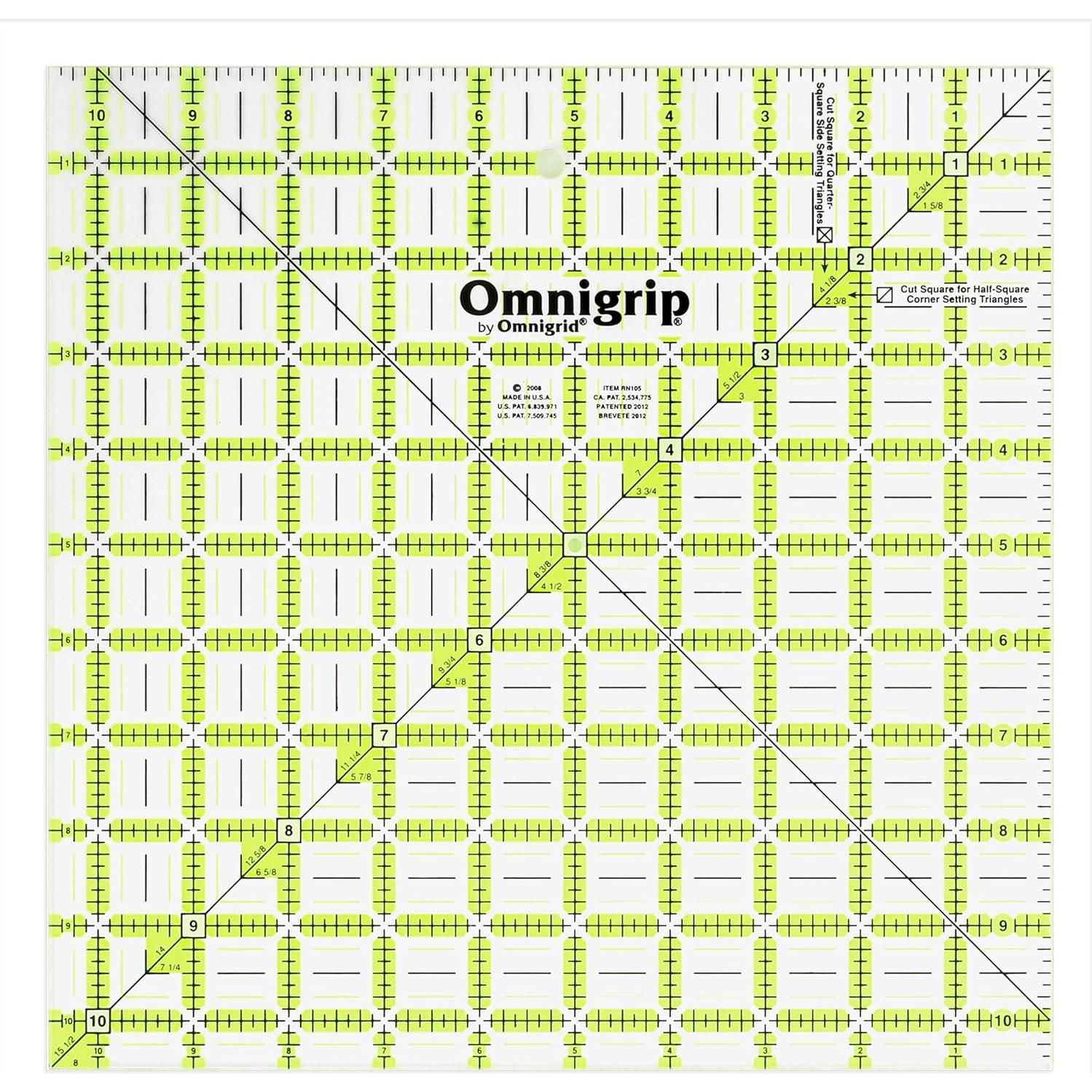 Dritz Paquete de Reglas Cuadradas Omnigrip 6.5cm 8.5cm 10.5cm