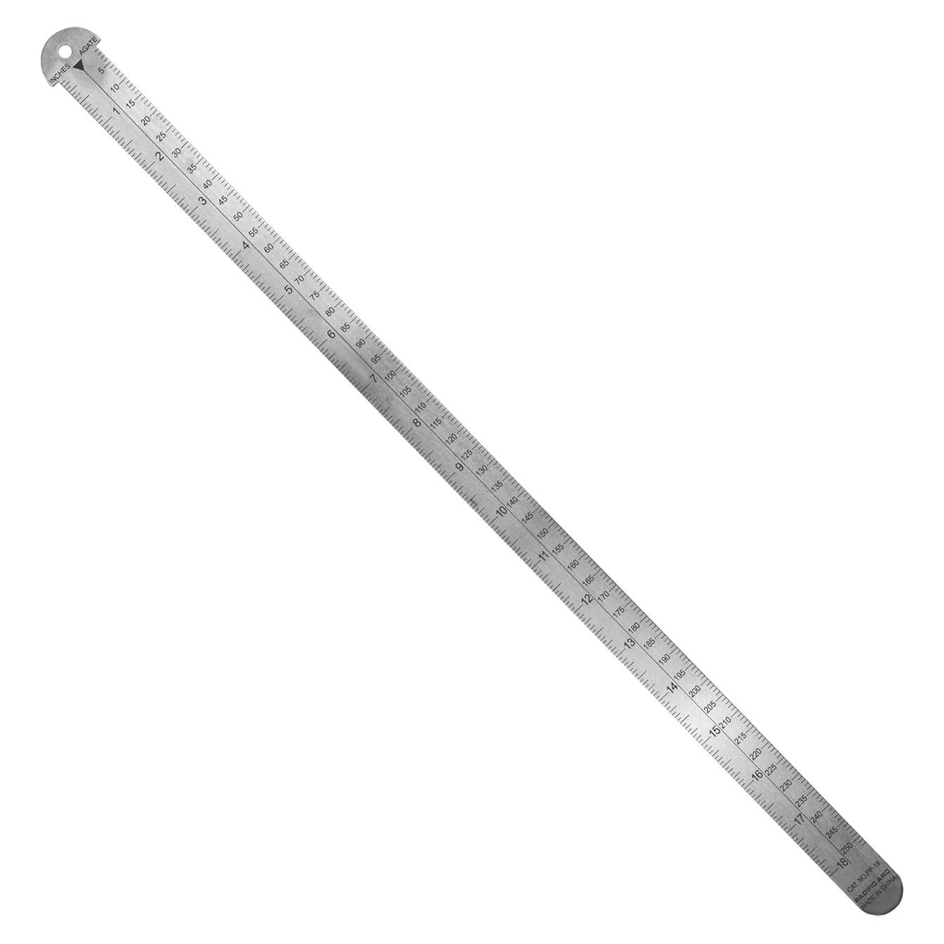 Regla de Metal Pacific Arc 45.72 cm con Pica y Medidas