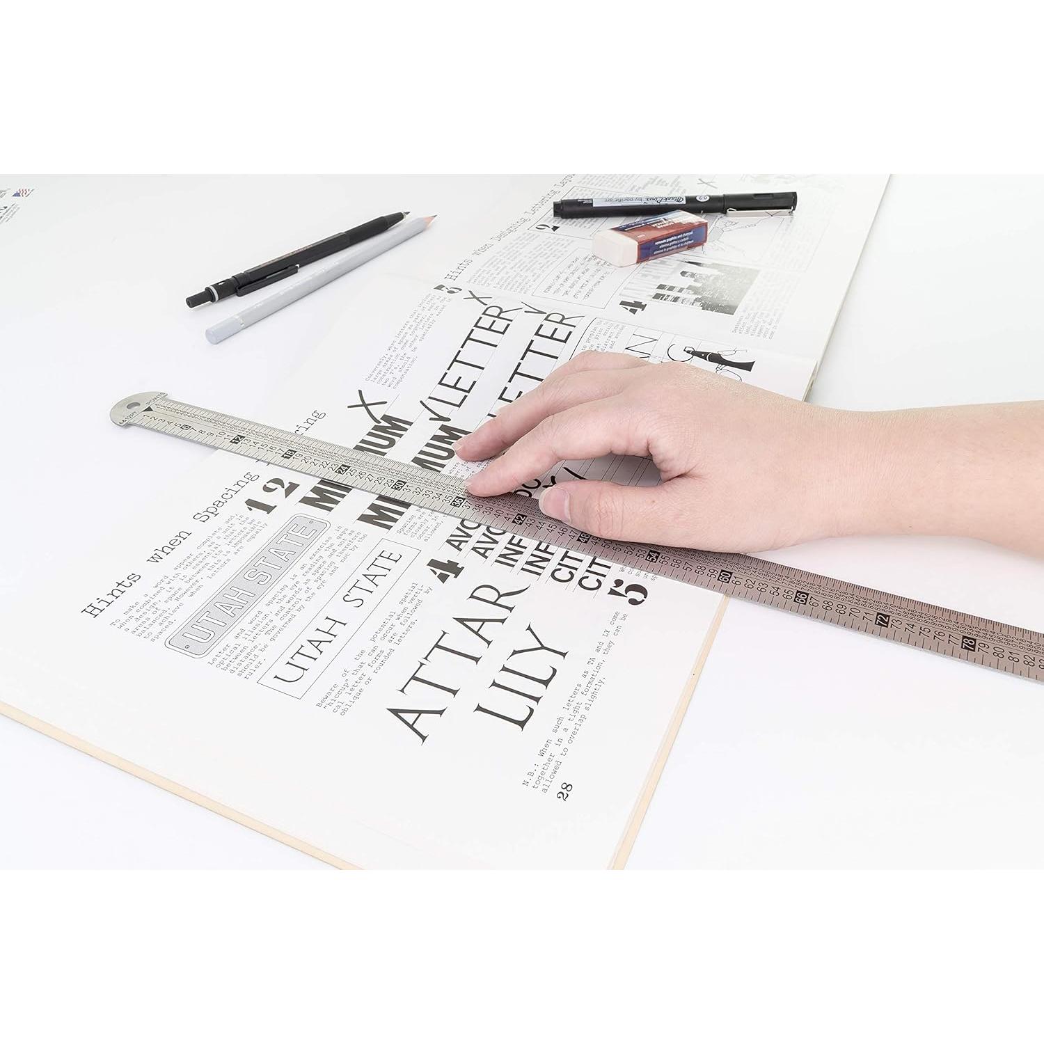 Regla de Metal Pacific Arc 45.72 cm con Pica y Medidas