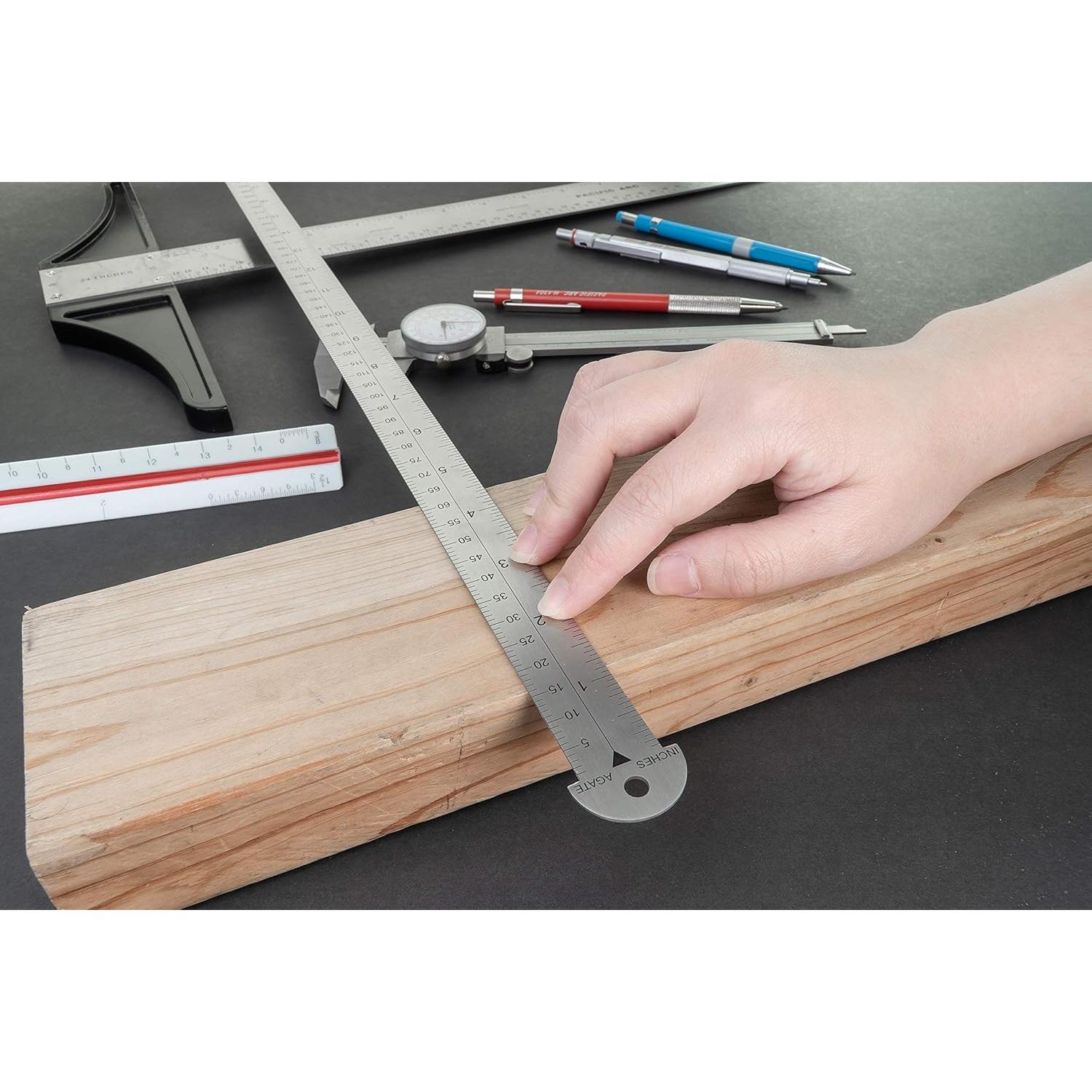 Regla de Metal Pacific Arc 45.72 cm con Pica y Medidas