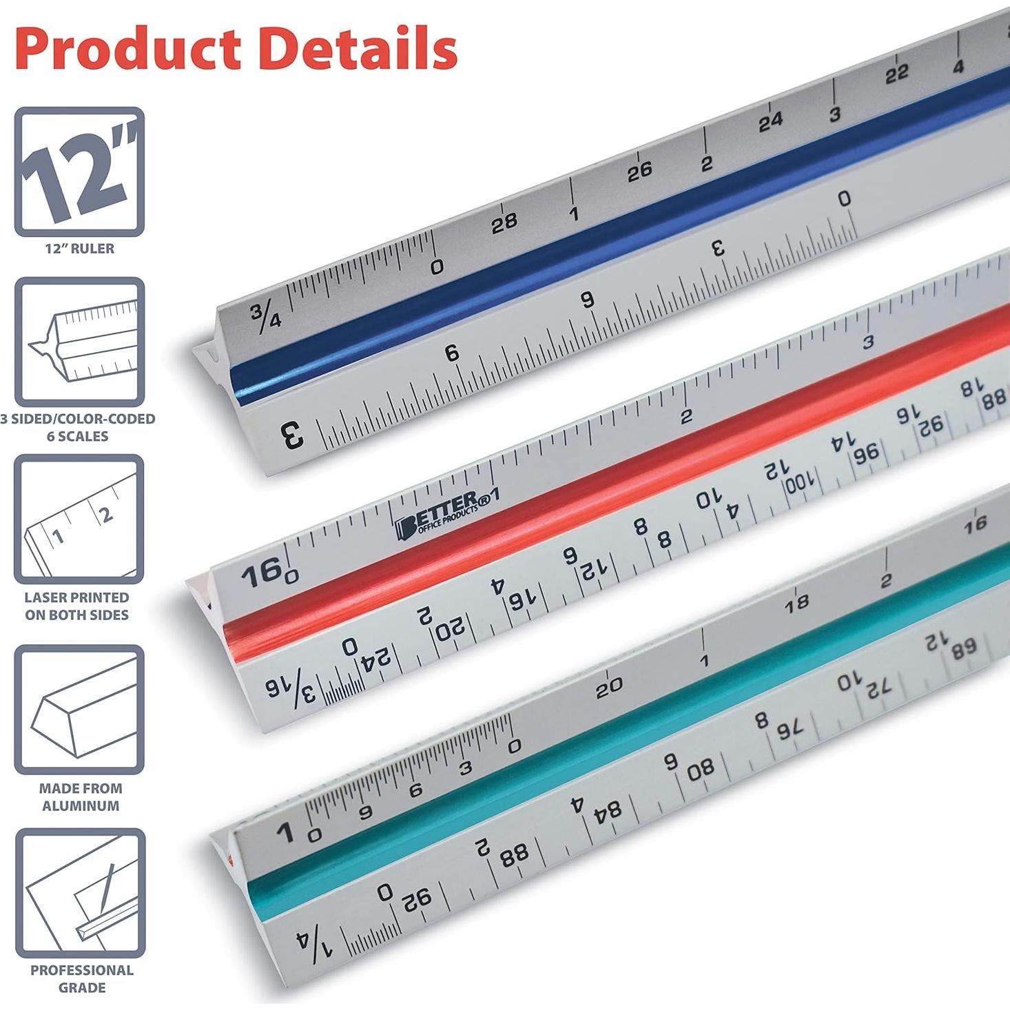 Regla Triangular de Aluminio 30.48 cm Mejores Productos Oficina