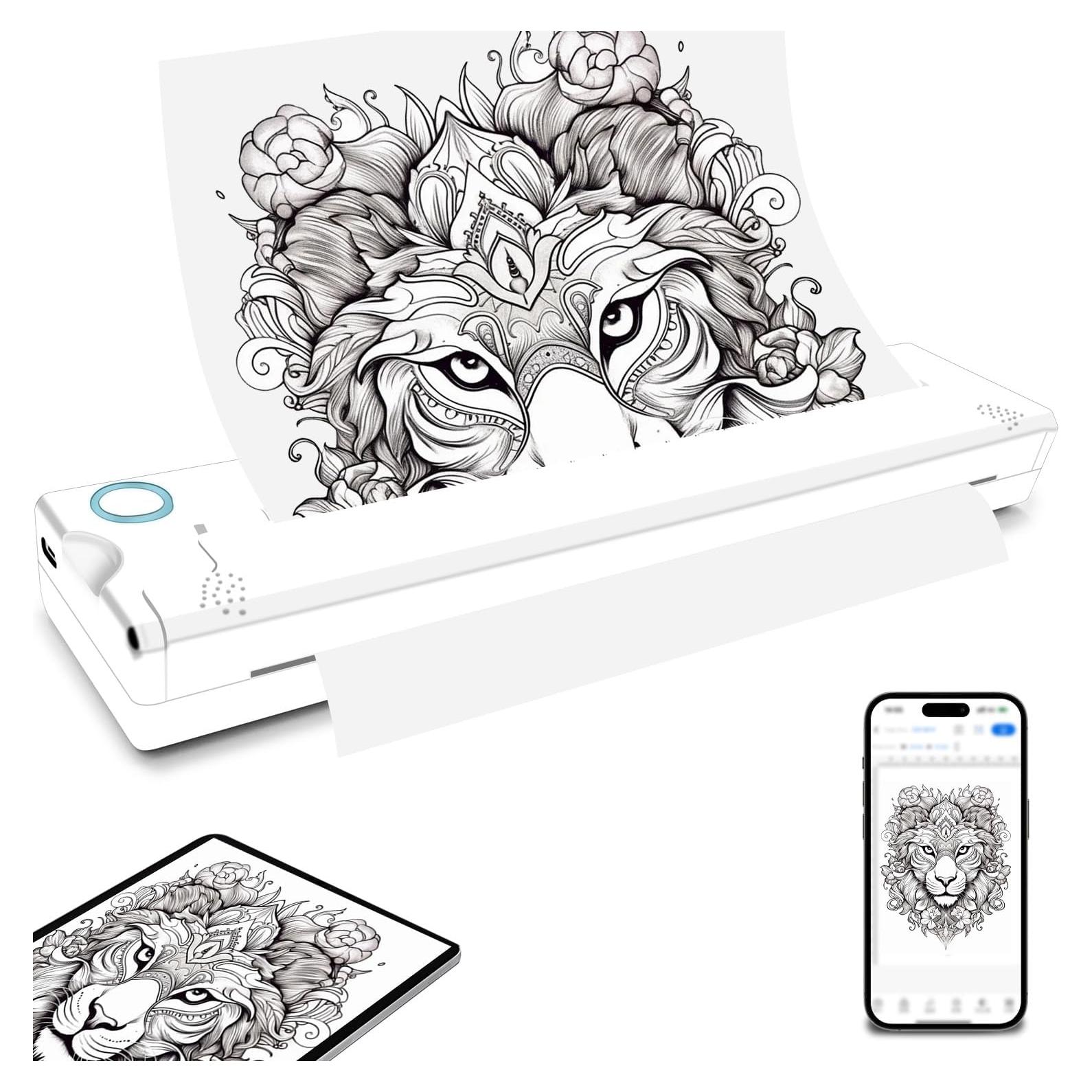 Tattoo Stencil Machines,Thermal Tattoo Stencil Printer,Bluetooth Wireless Stencil Printer for Tattooing Compatible with Smartphone (White)
