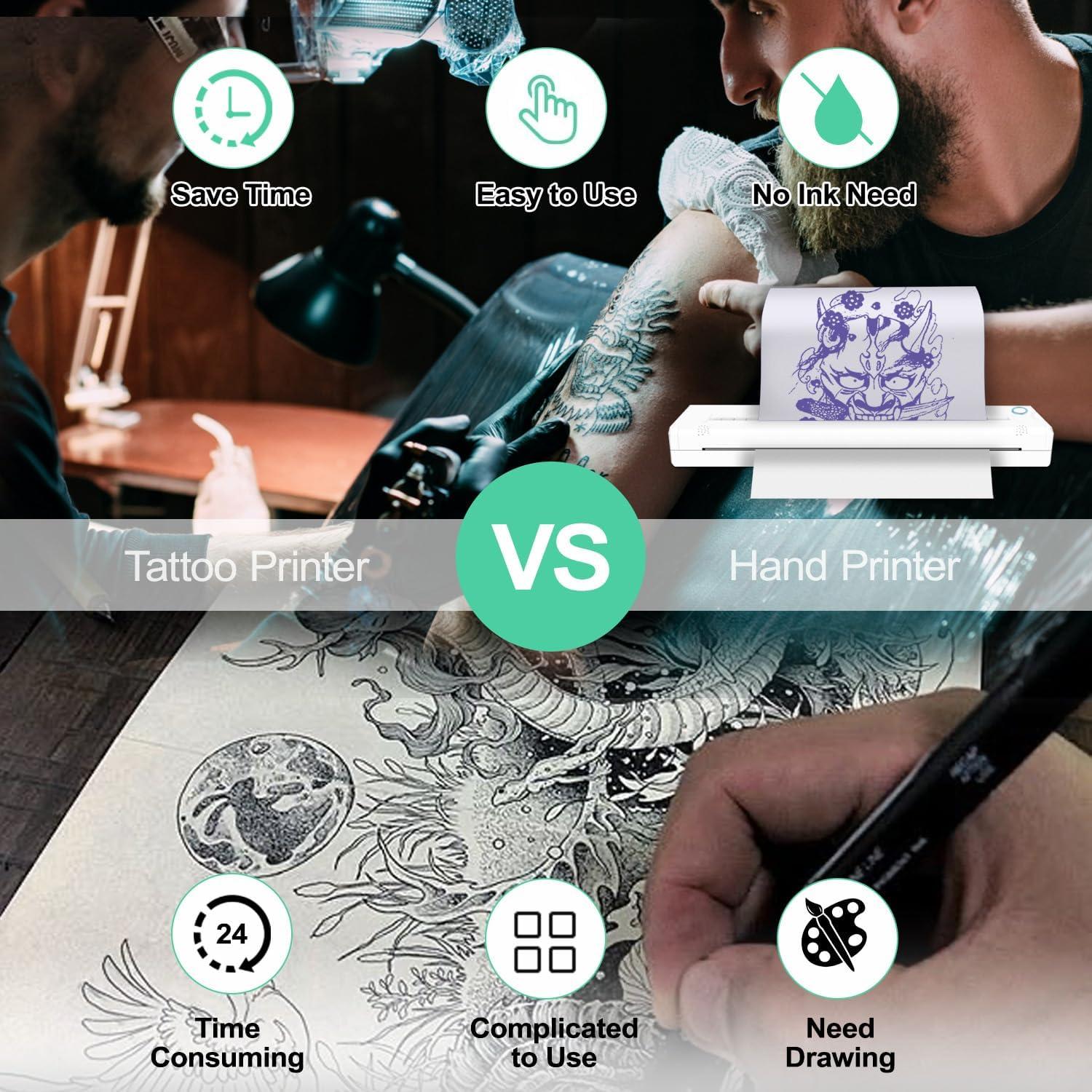 Tattoo Stencil Machines,Thermal Tattoo Stencil Printer,Bluetooth Wireless Stencil Printer for Tattooing Compatible with Smartphone (White)