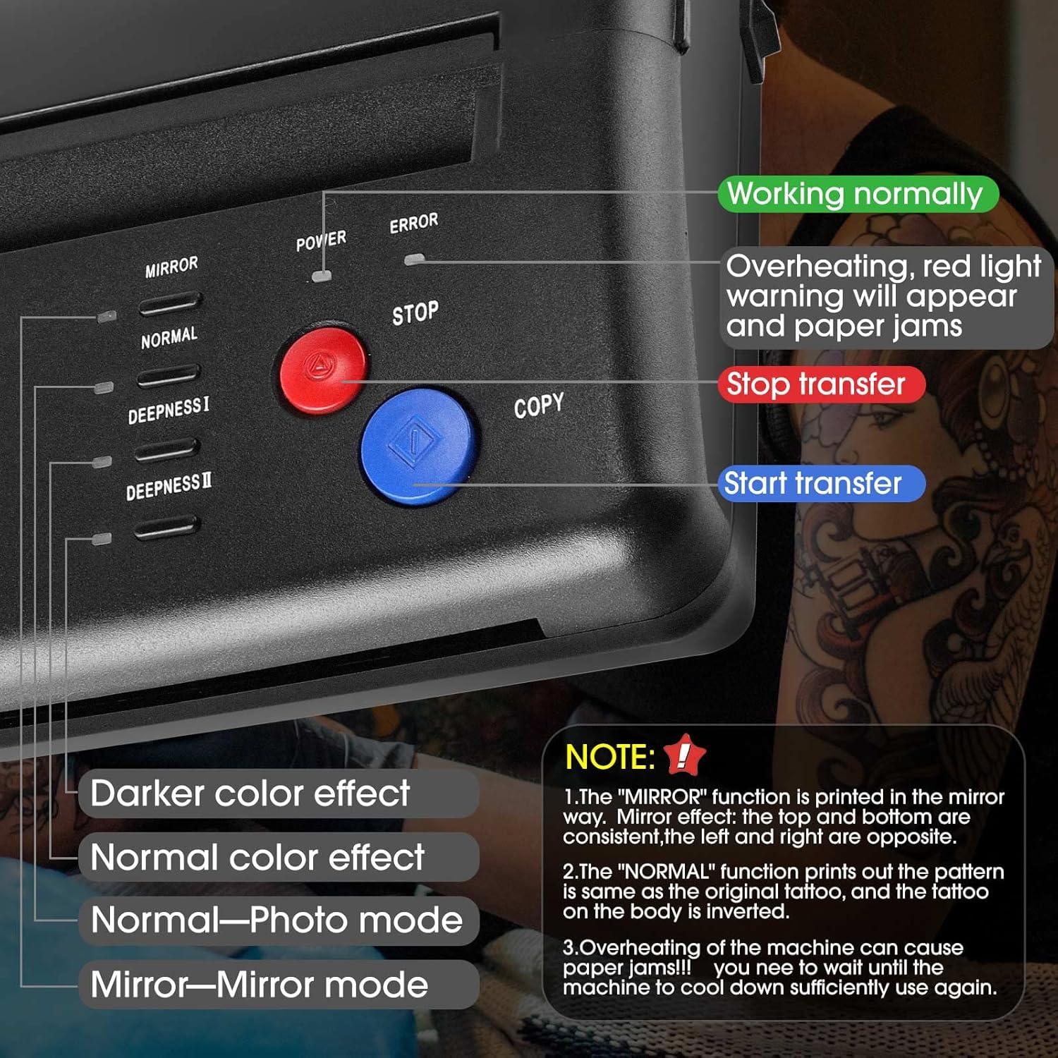 Máquina de Copia de Plantillas de Tatuaje PMOTPKOM con 20 Papeles