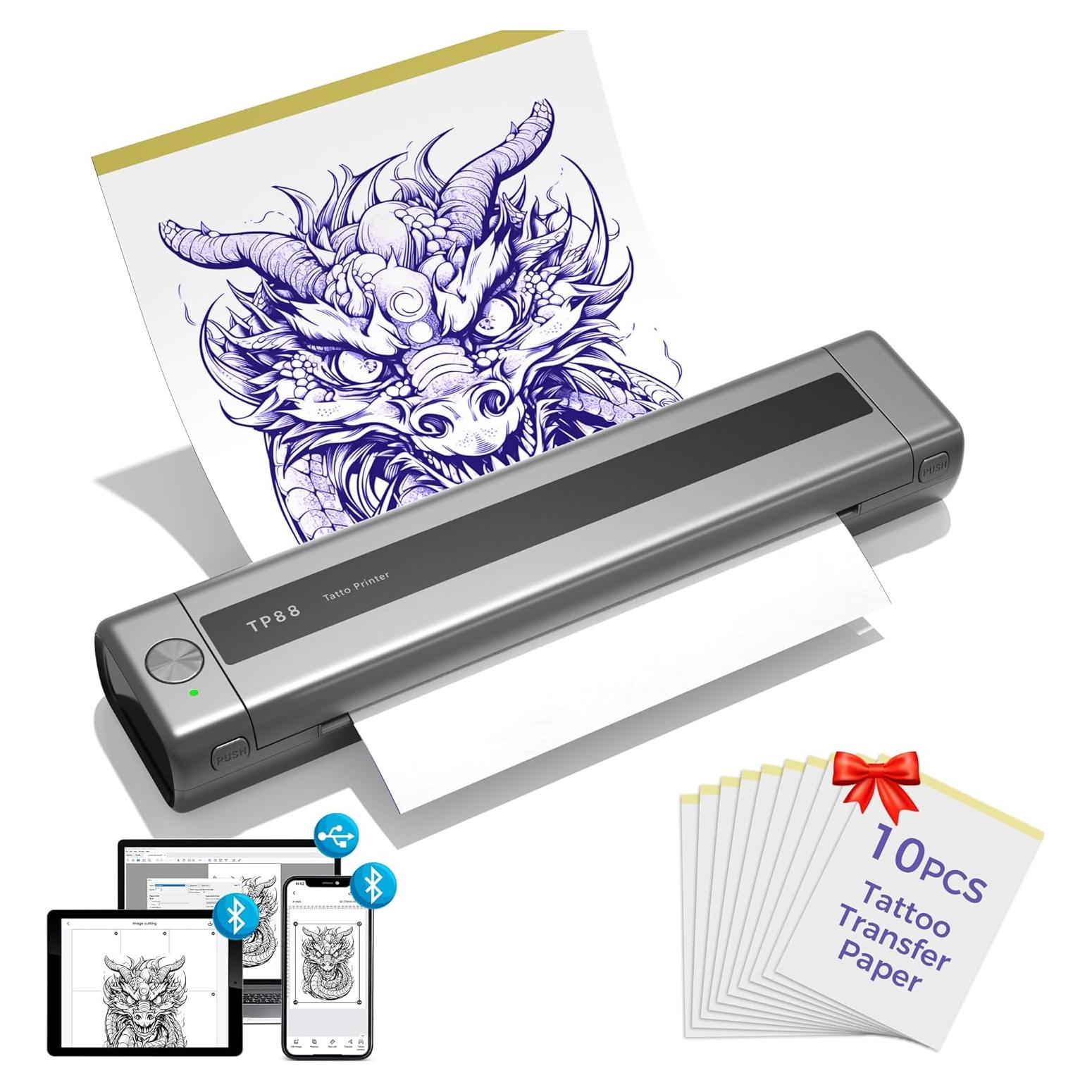 Impresora Térmica de Tatuajes Zodzi TP88 - Portátil con 10 Hojas