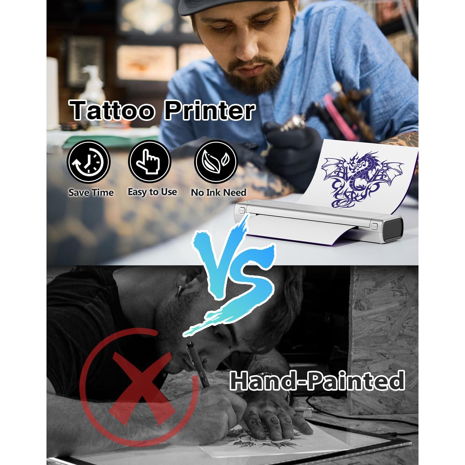 Impresora de Plantillas de Tatuaje Phomemo M08F Plata Bluetooth