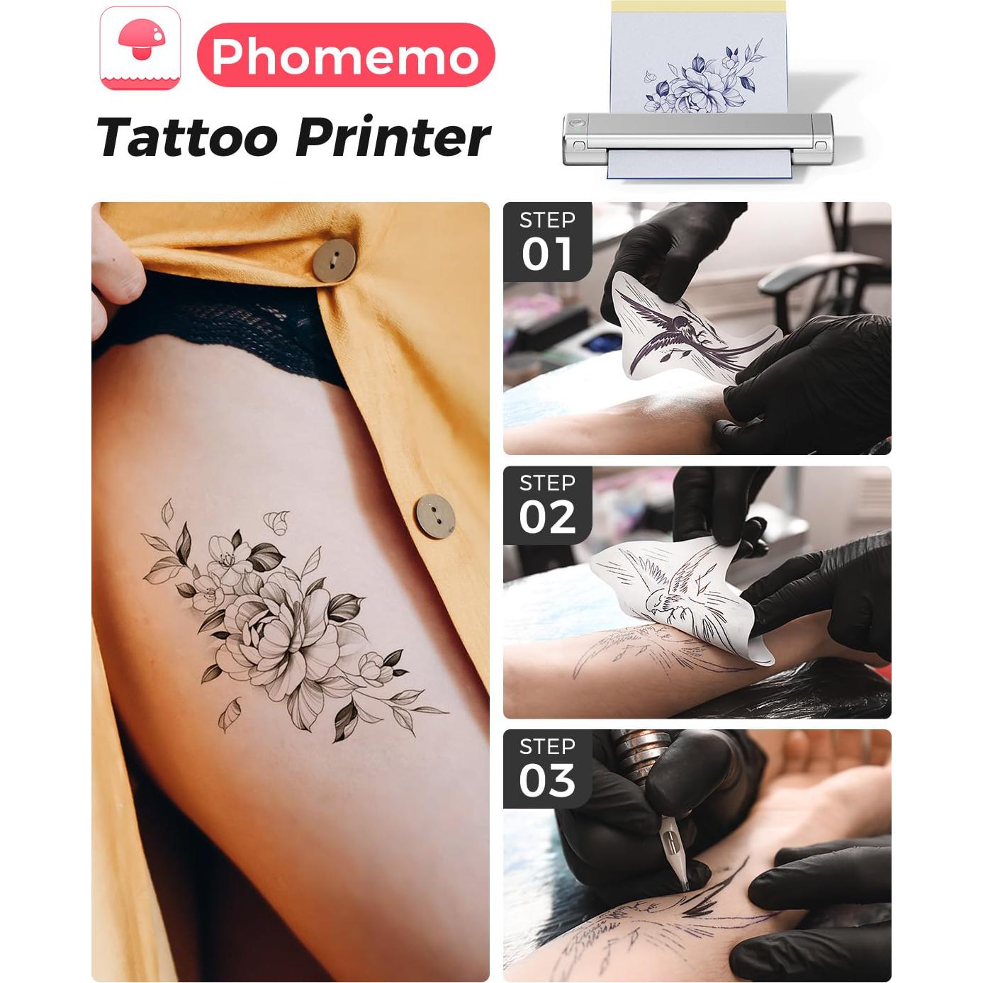 Impresora de Plantillas de Tatuaje Phomemo M08F Plata Bluetooth