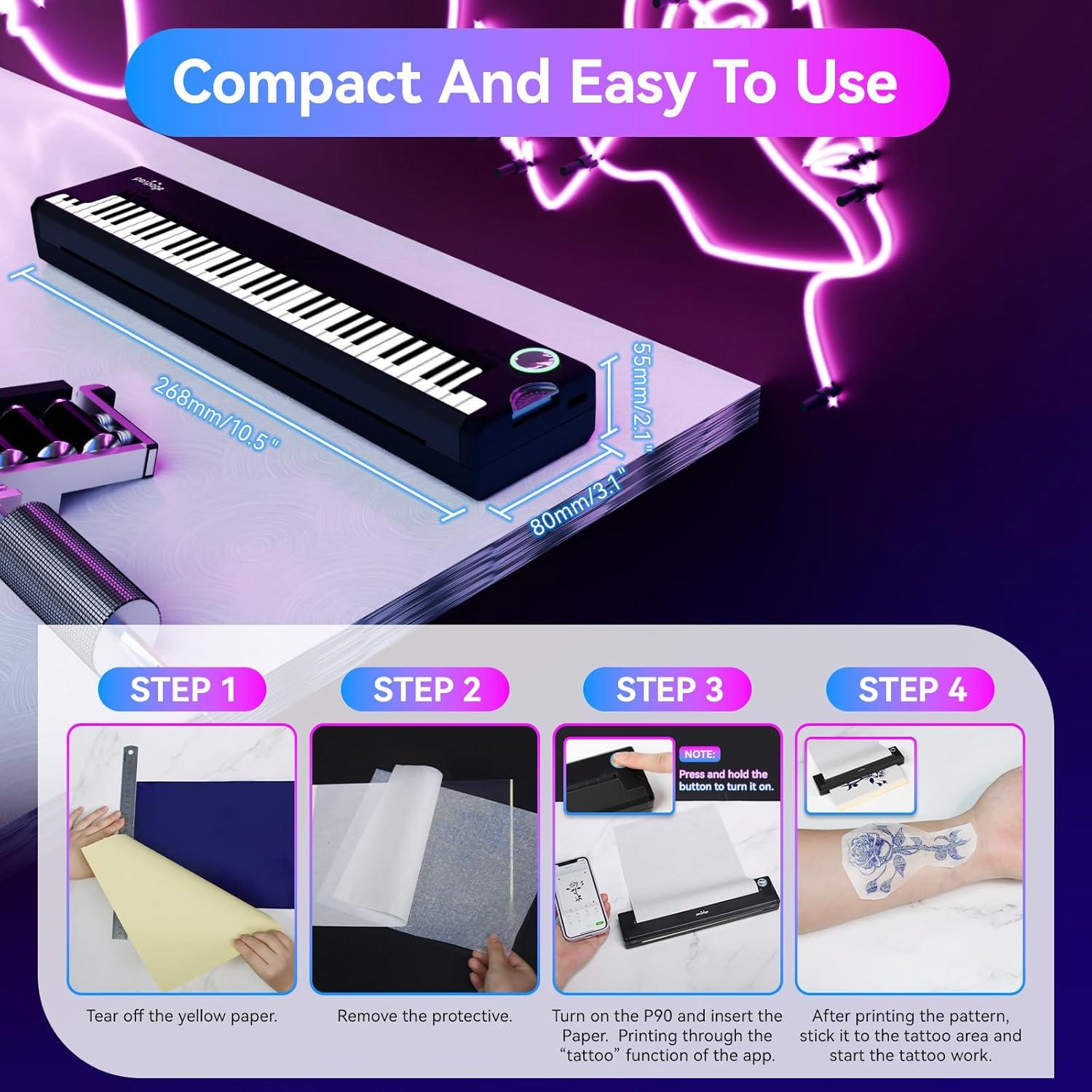 Impresora de Tatuajes Pino P90 PeriPage Inalámbrica Portátil