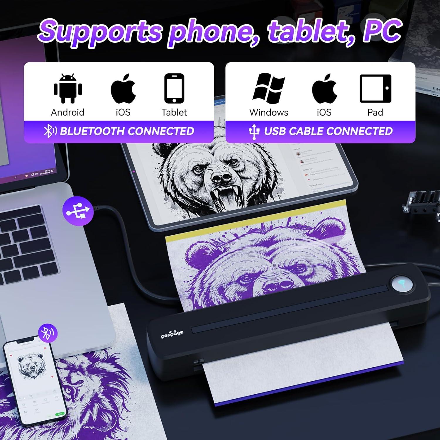 Impresora de Tatuajes PeriPage P91 Inalámbrica 1500mAh