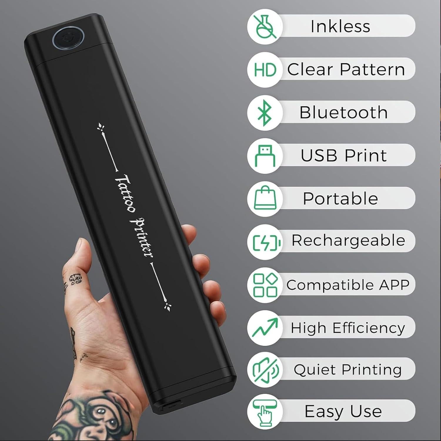 Impresora de Plantillas de Tatuaje Inalámbrica MK 2025 Portátil