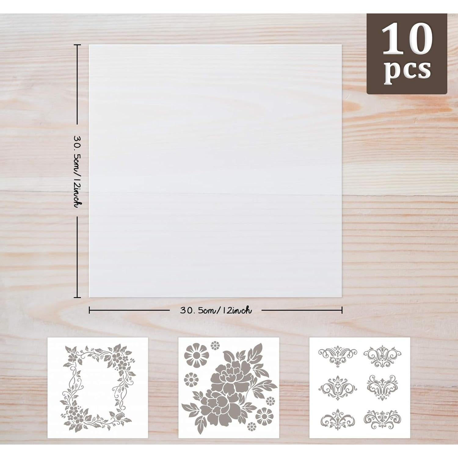 Hojas de Plantilla Mylar 10 Piezas 12x12cm ilauke 7.5mil