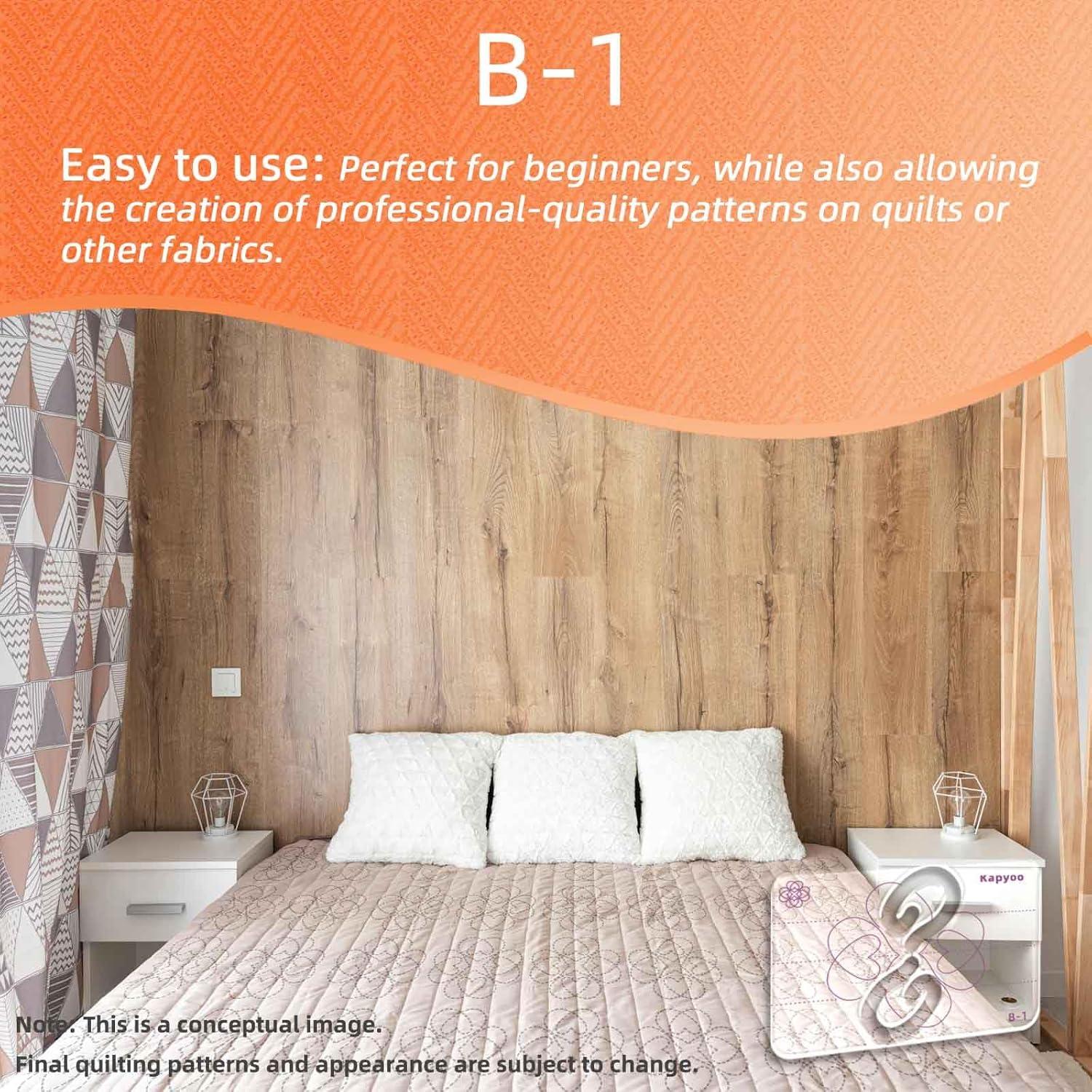 3Pcs Free Motion Quilting Templates with Non-Slip Grips, Quilting Ruler and Templates for Industrial and Domestic Machines Reusable Stencils for DIY Quilt Designs (25 Series B)