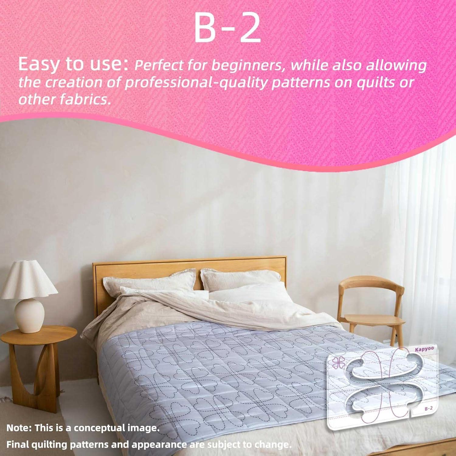 3Pcs Free Motion Quilting Templates with Non-Slip Grips, Quilting Ruler and Templates for Industrial and Domestic Machines Reusable Stencils for DIY Quilt Designs (25 Series B)