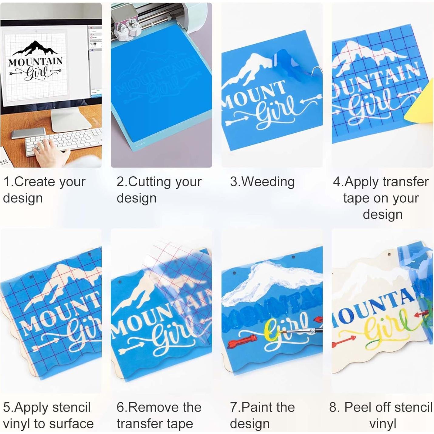 Vinilo de Plantilla Adhesivo HTVRONT 30.48 cm x 15.24 m Azul