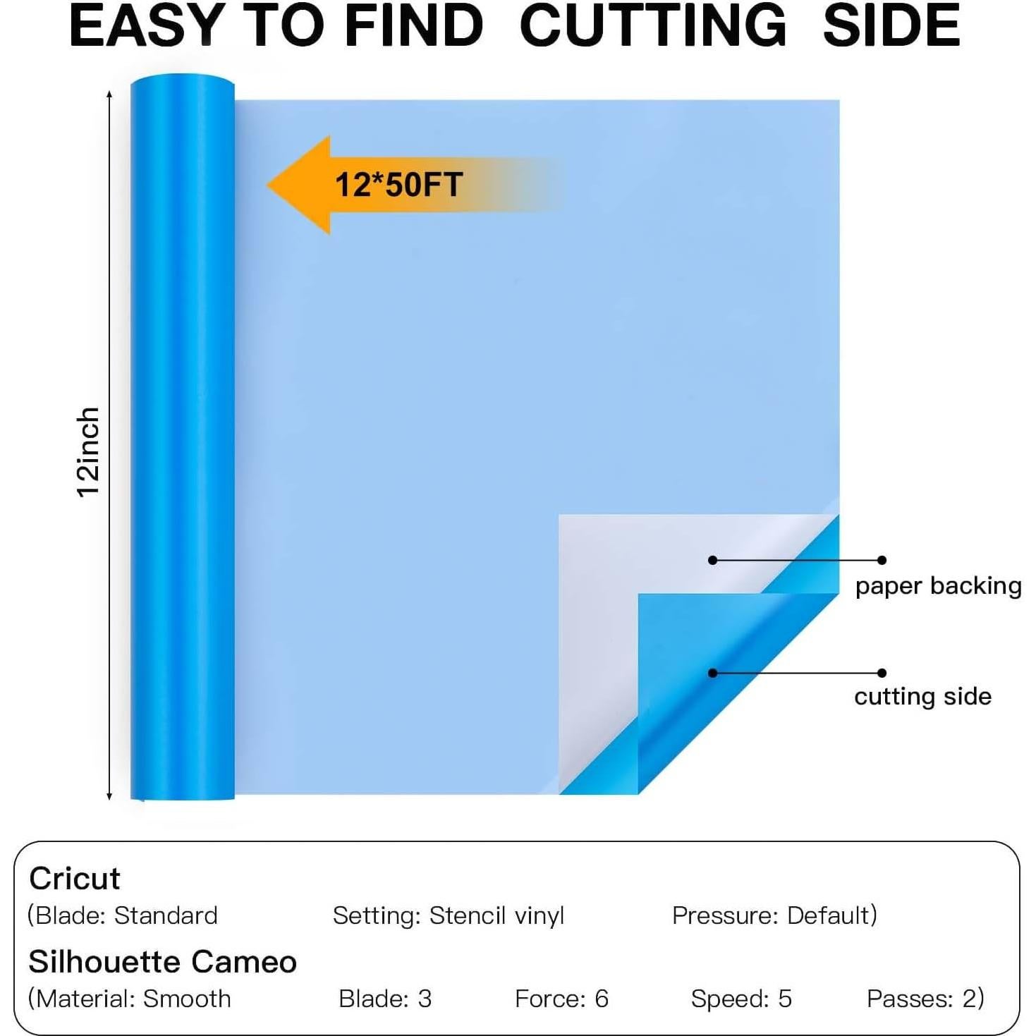 Vinilo de Plantilla Adhesivo HTVRONT 30.48 cm x 15.24 m Azul
