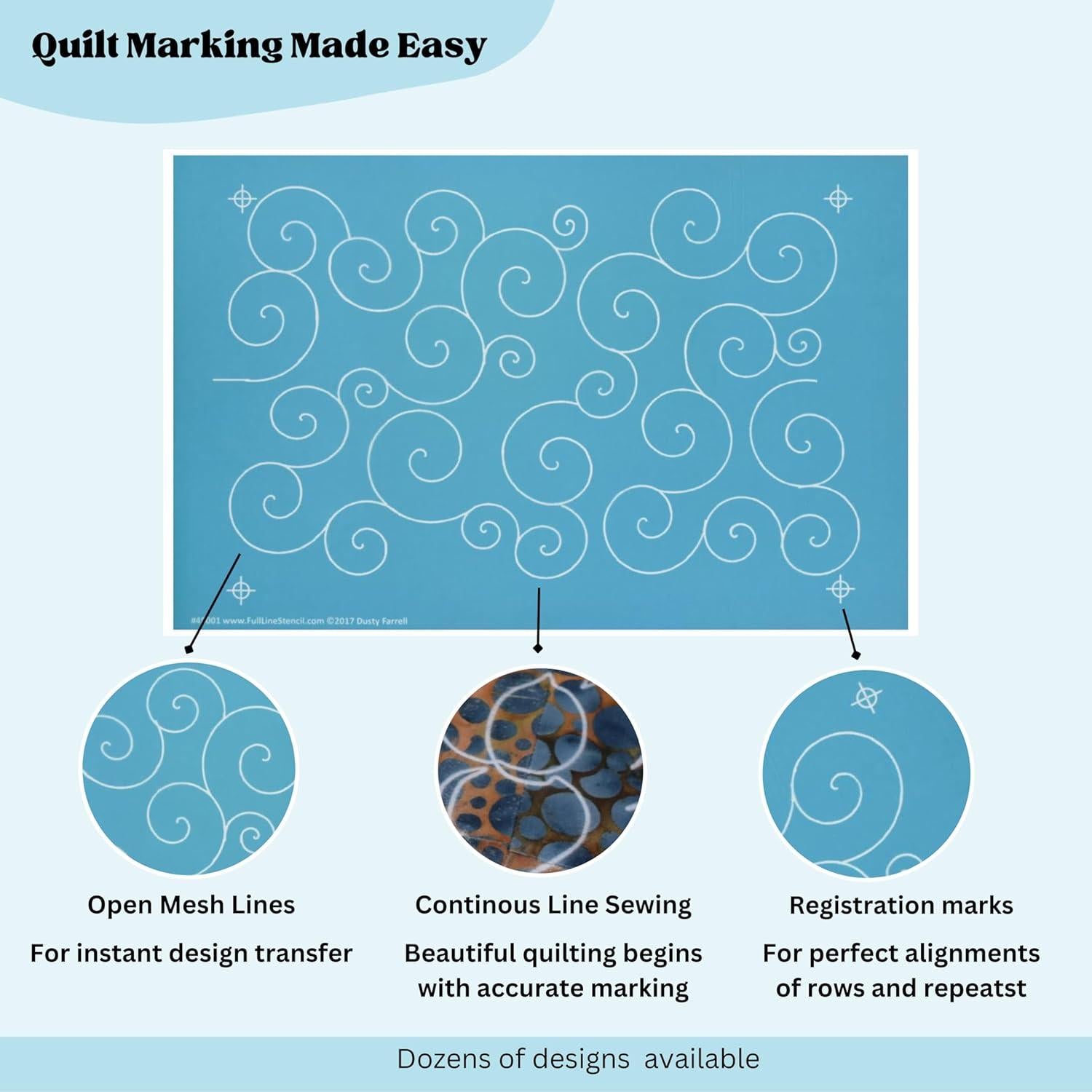 Plantilla de Acolchado Remolinos y Bucles Hancy 43x28cm