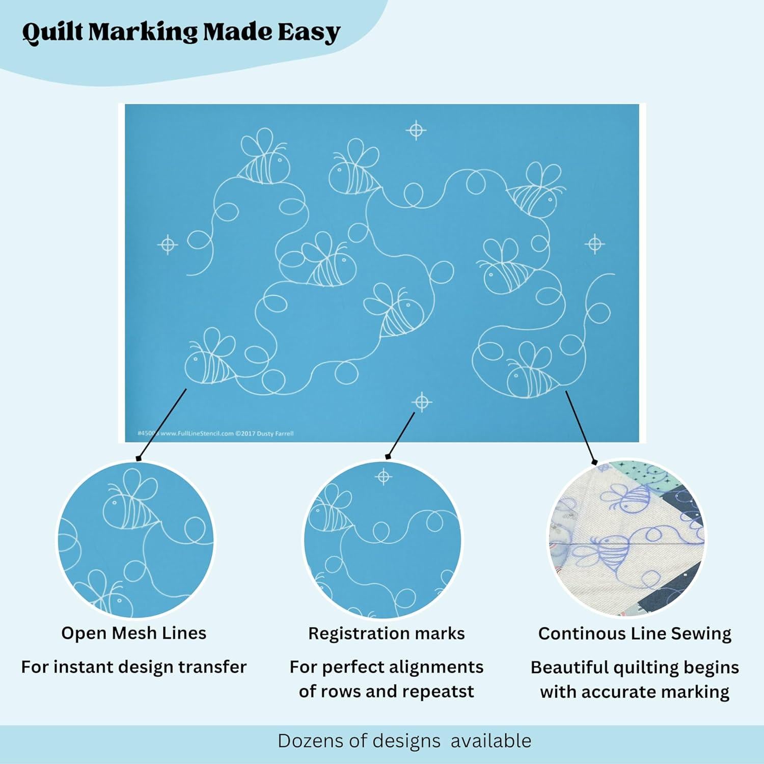 Plantilla de Acolchado Hancy Creations Abejas 21.6x36.8 cm