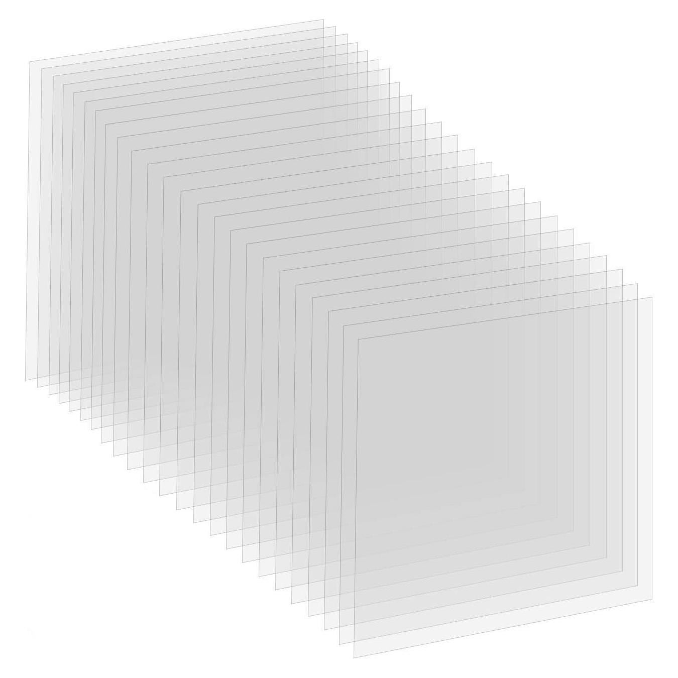 Hojas de Plantilla Mylar Transparente 30.48x30.48cm 24 Pzas