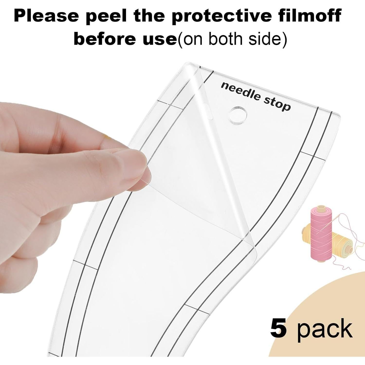 5 Plantillas de Acolchado Acrílico Sinload 26 cm Diseño Ola