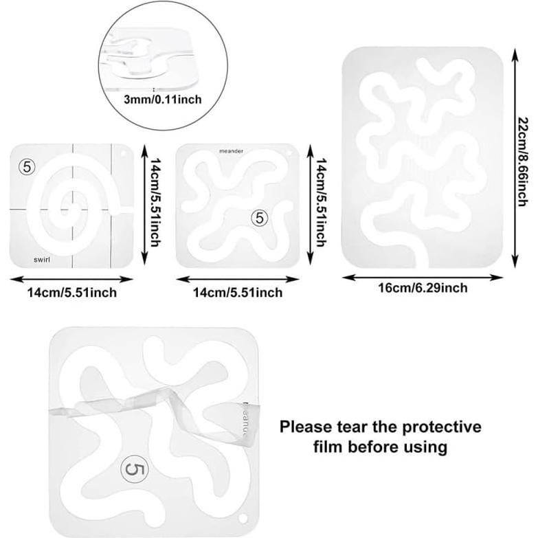 Plantillas de Acolchado a Máquina Henmany - 3 Piezas Acrílico