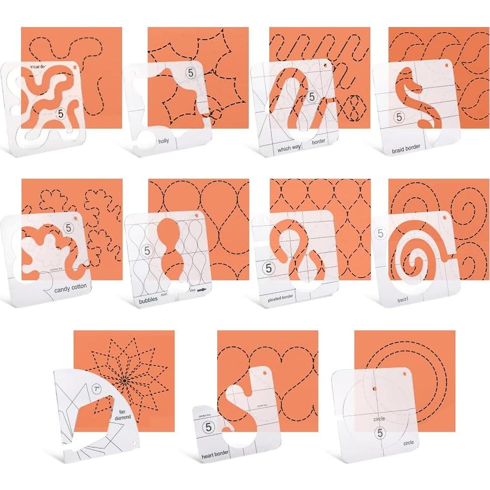 Juego de Plantillas de Acolchado AUMACHEN 14 PCs con Pie Prensatela