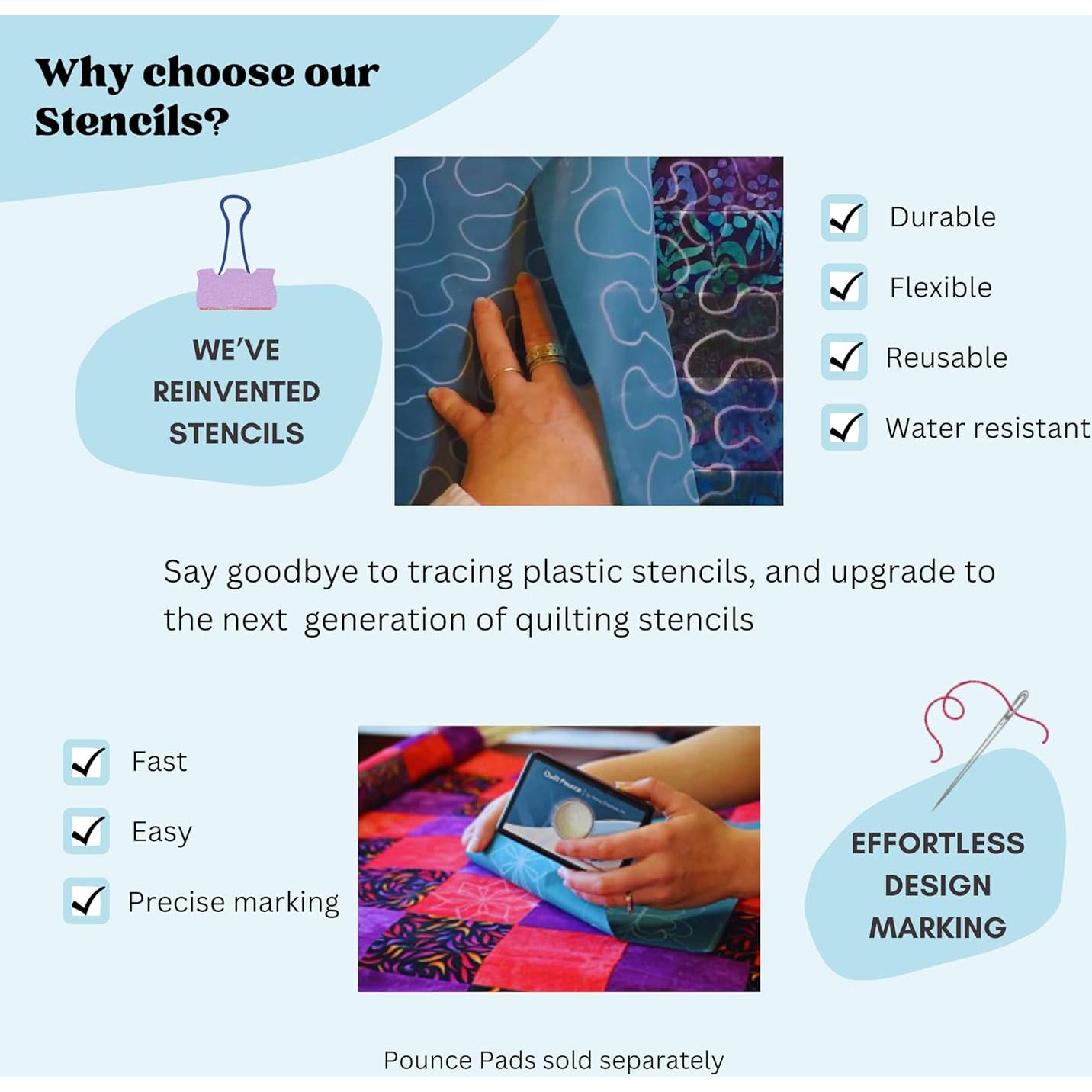 Plantilla de Acolchado Hancy Creations 43x28 cm Gran Meandro