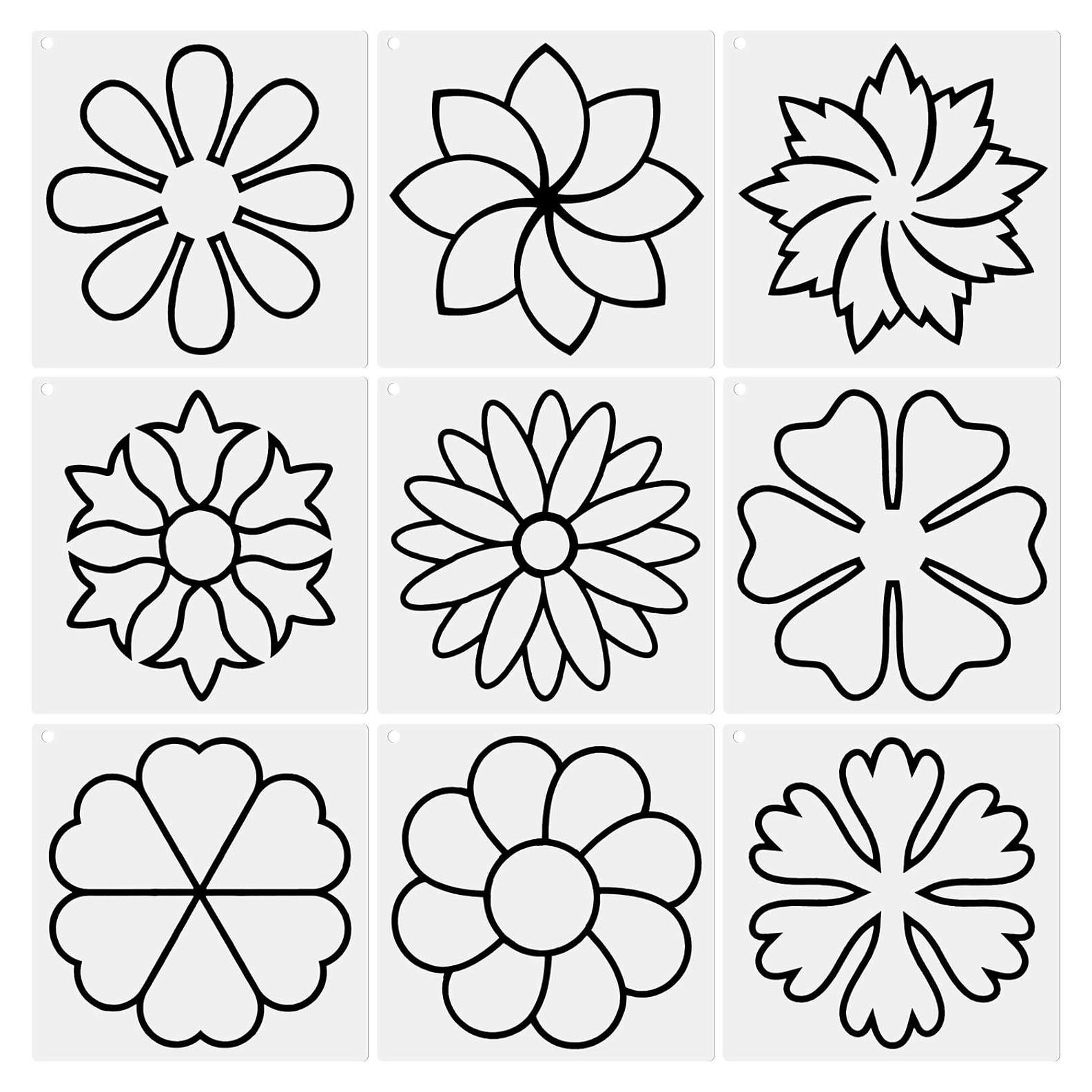 Kit de Plantillas Reutilizables Zonon para Bordado de Flores 9 Piezas