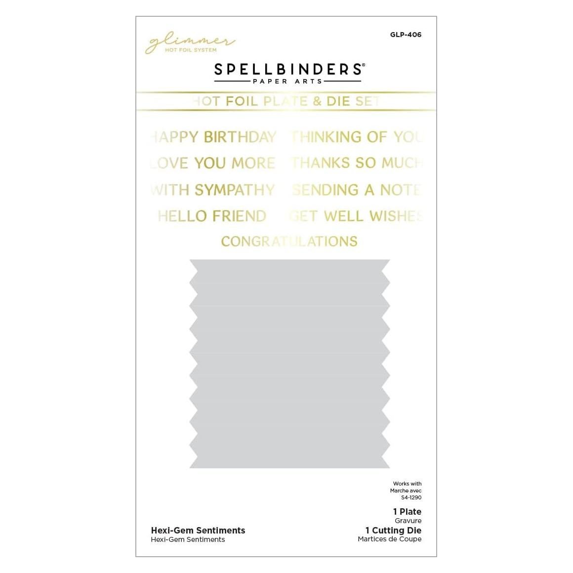 Placa de Foil Caliente Glimmer Hexi-Gem Sentiments Spellbinders