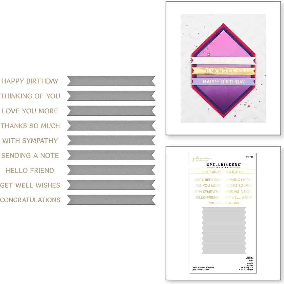 Placa de Foil Caliente Glimmer Hexi-Gem Sentiments Spellbinders