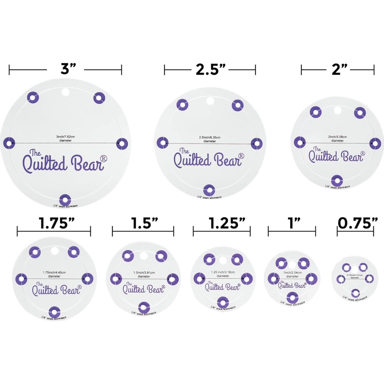 Plantillas de Acolchado The Quilted Bear - Juego de 8 Tamaños