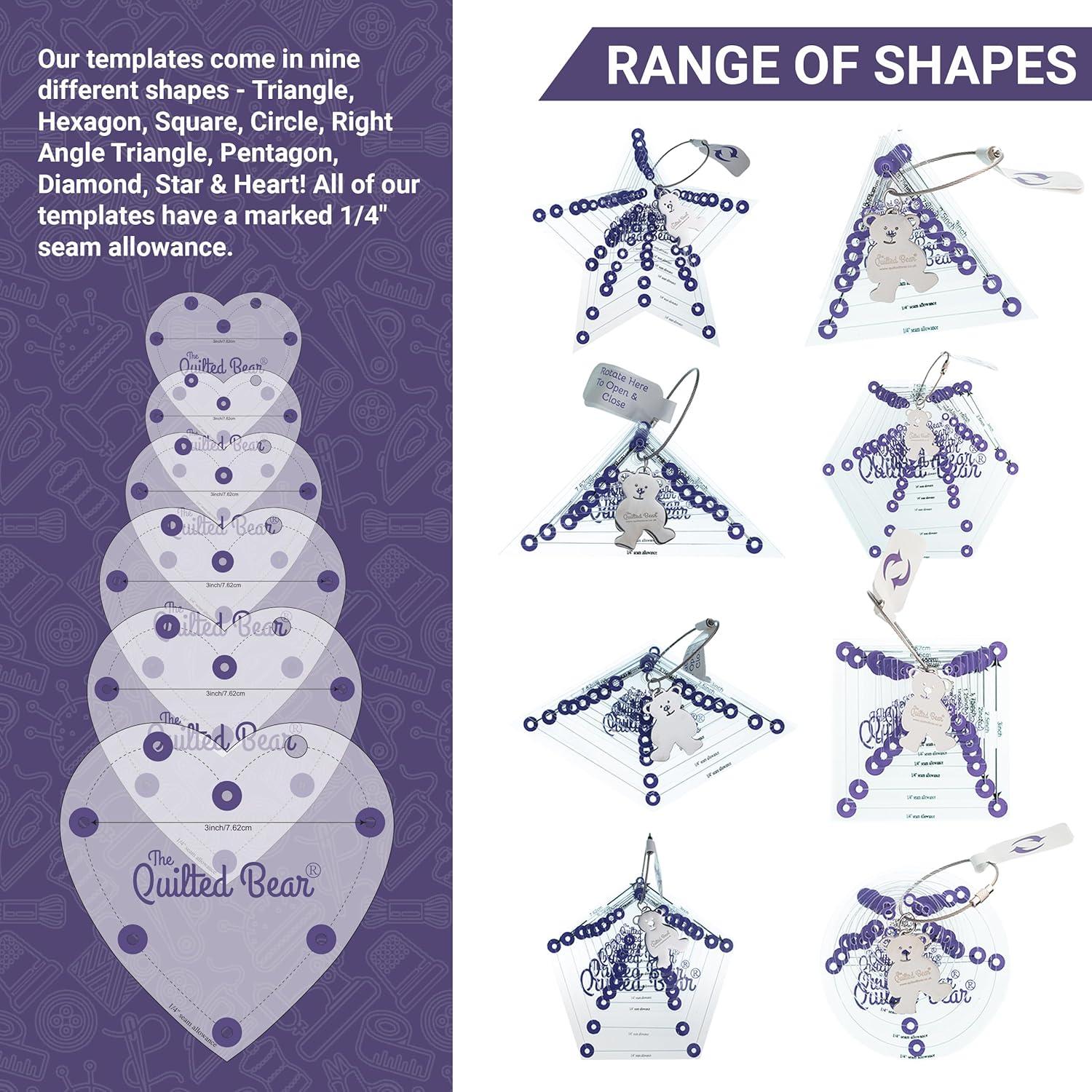 Plantillas de Acolchado The Quilted Bear - Juego de 8 Tamaños