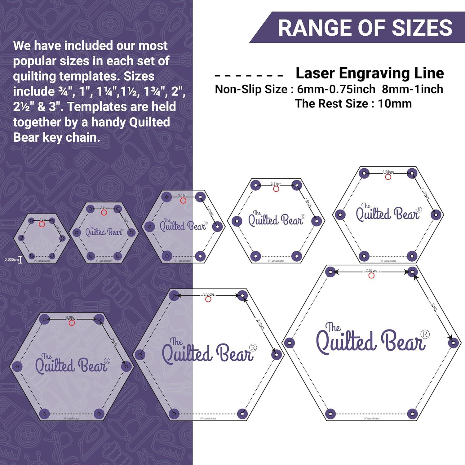 Plantillas de Acolchado The Quilted Bear - Juego de 8 Tamaños