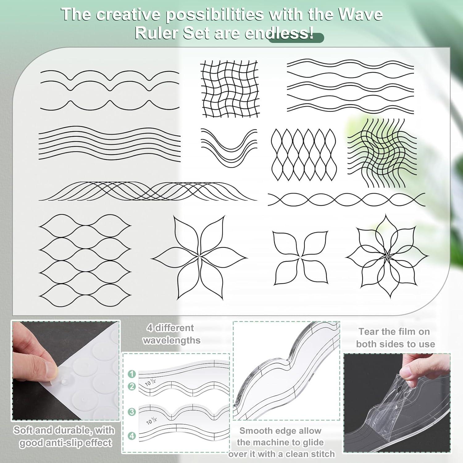 Regla de Acolchado Acrílica Kigley 2 Pcs con Agarre Antideslizante