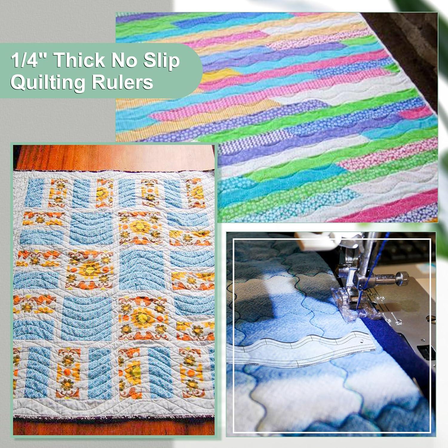 Regla de Acolchado Acrílica Kigley 2 Pcs con Agarre Antideslizante