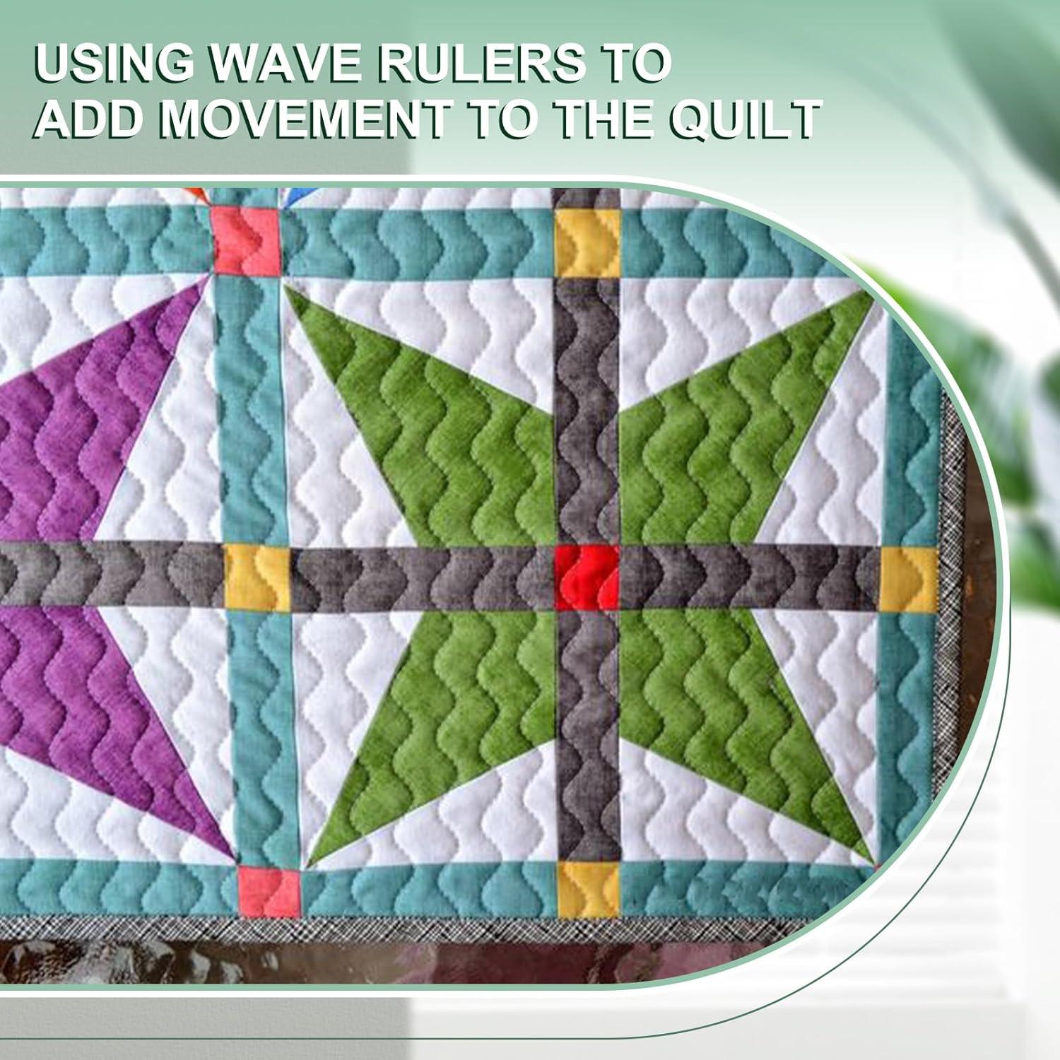 Regla de Acolchado Acrílica Kigley 2 Pcs con Agarre Antideslizante