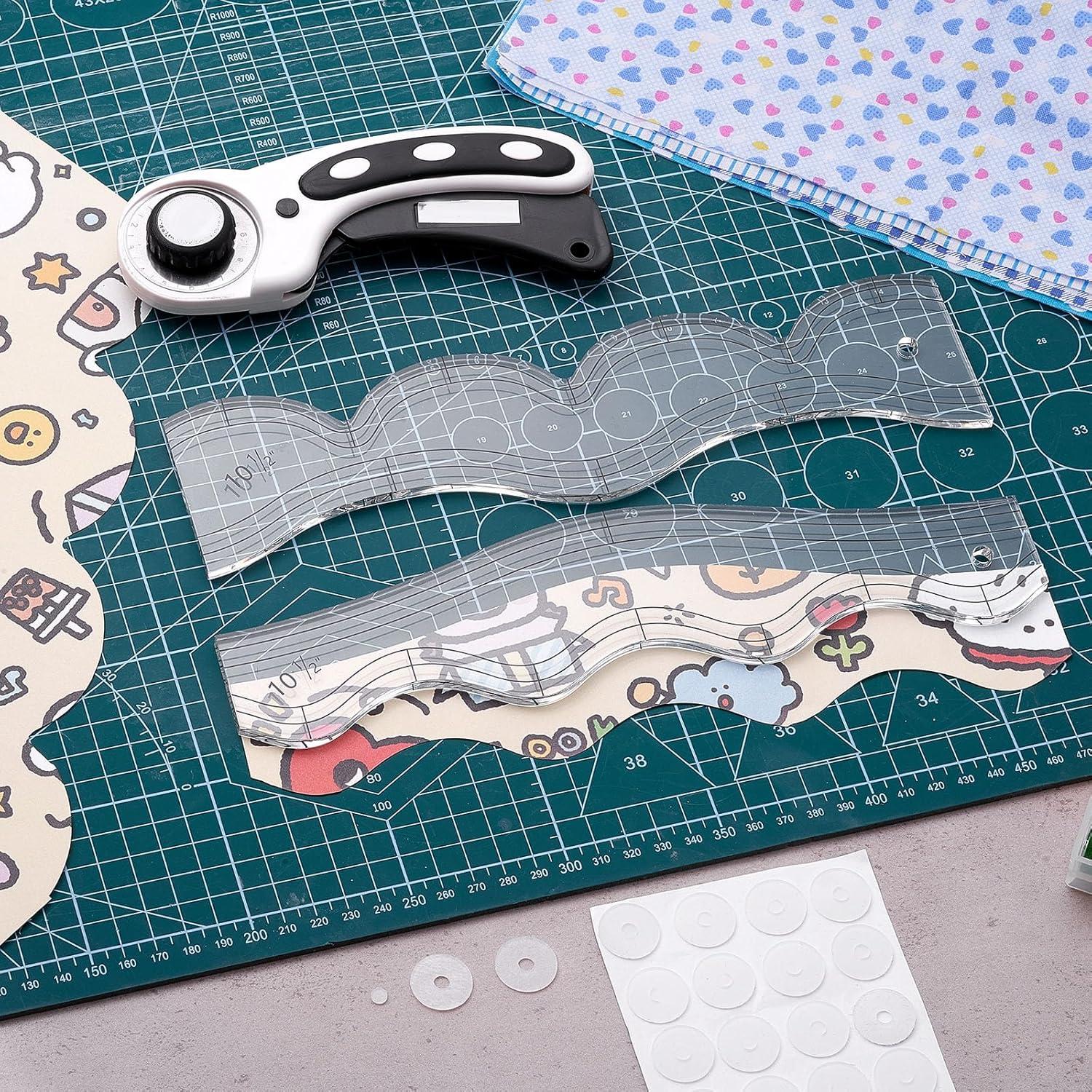 Regla de Acolchado Acrílica Kigley 2 Pcs con Agarre Antideslizante