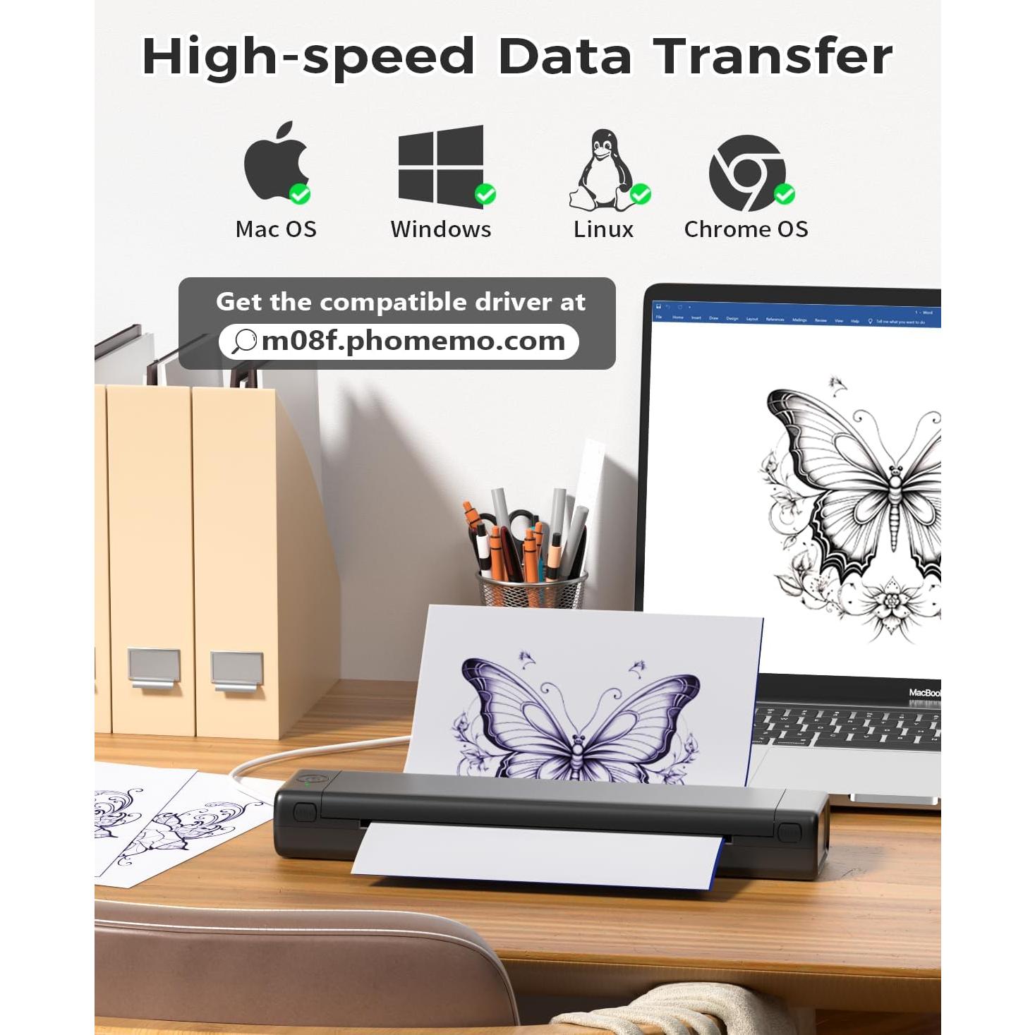 Impresora de Plantillas de Tatuaje COLORWING M08F Inalámbrica