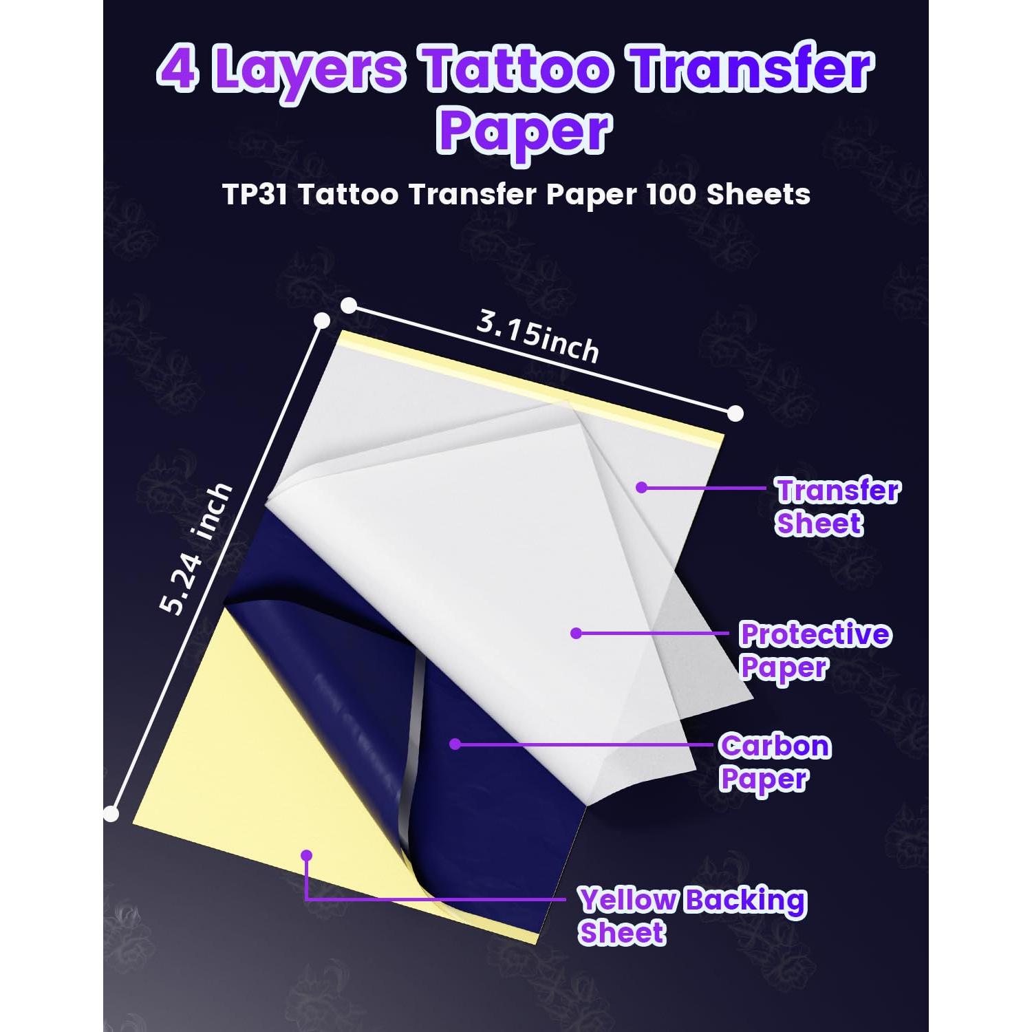 Papel de Transferencia de Tatuaje Memoqueen TP31 100 Hojas 8x13 cm