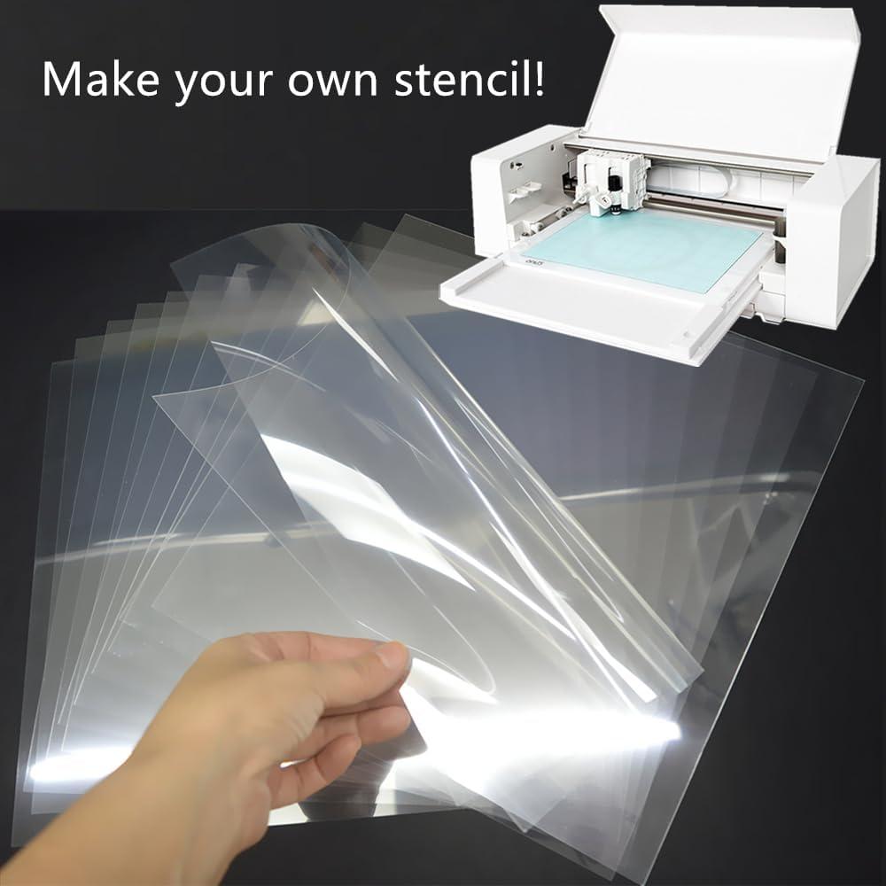 Paquete de 10 Hojas Plantilla Mylar ZHluja 30.48x30.48cm Transparente