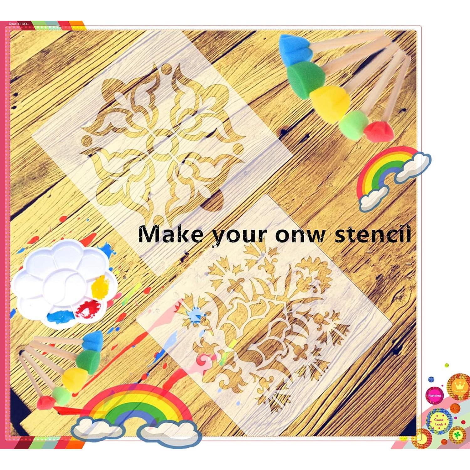 Paquete de 10 Hojas Plantilla Mylar ZHluja 30.48x30.48cm Transparente