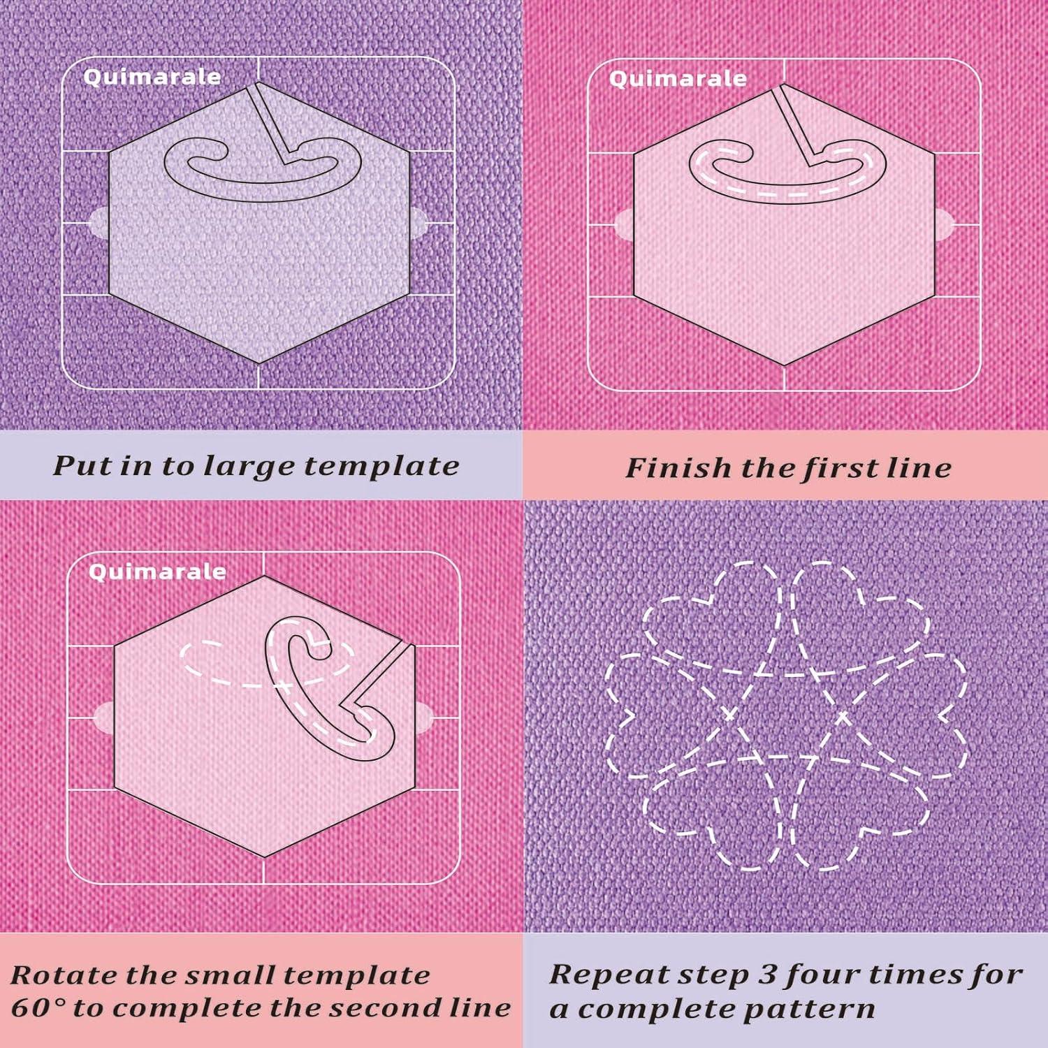 Plantillas de Acolchado Quimarale 4PCS Diseño Flores 19.81cm