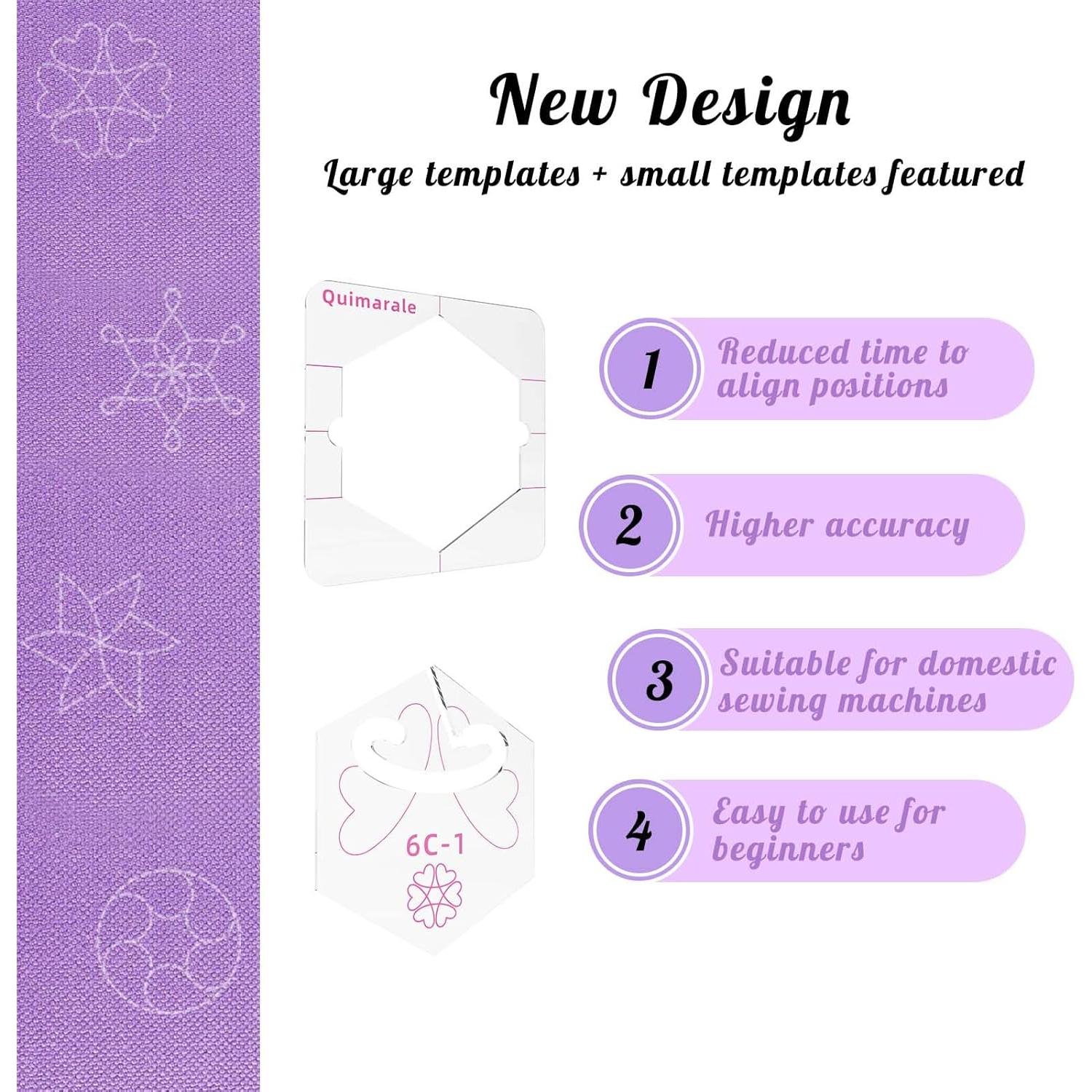 Plantillas de Acolchado Quimarale 4PCS Diseño Flores 19.81cm