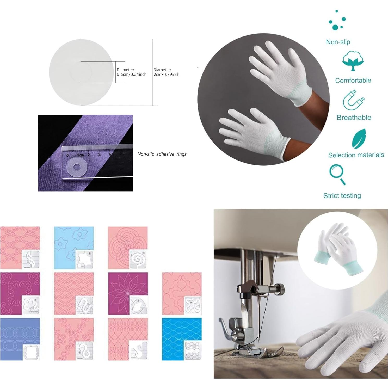 Juego de Plantillas de Acolchado JFT 15 Piezas con Guantes