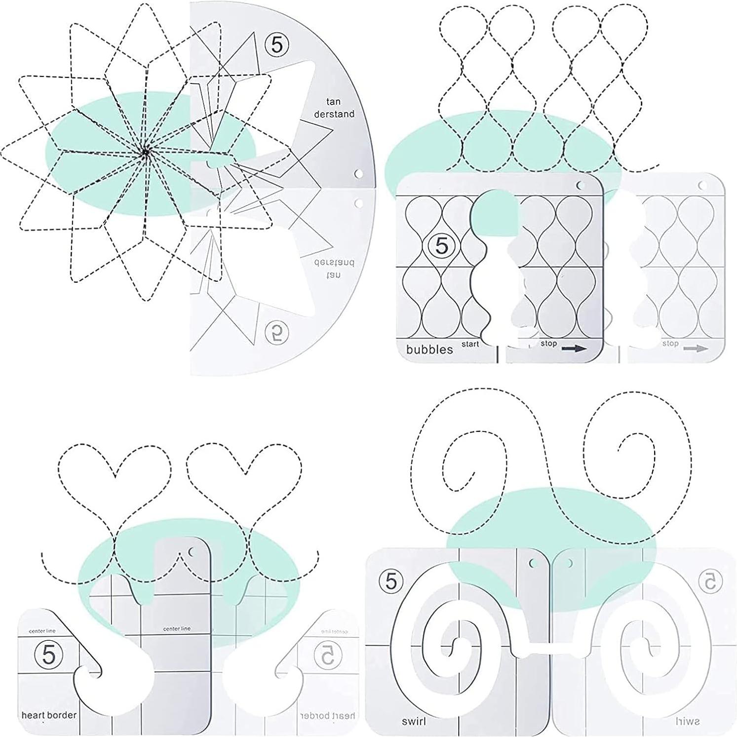 Juego de Plantillas de Acolchado JFT 15 Piezas con Guantes